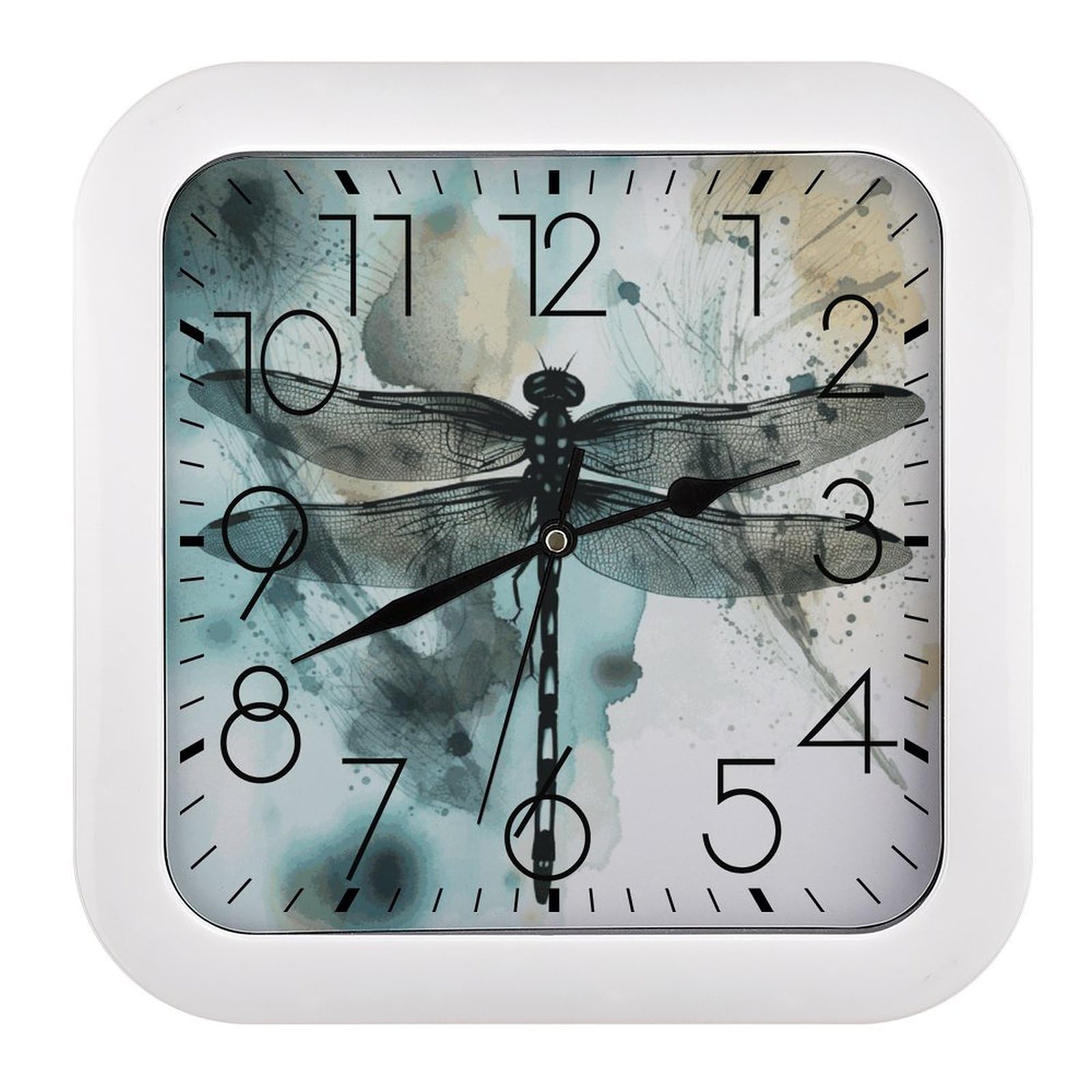 Horloge murale carrée silencieuse sans tic-tac 25,4 cm fonctionne à piles en plastique