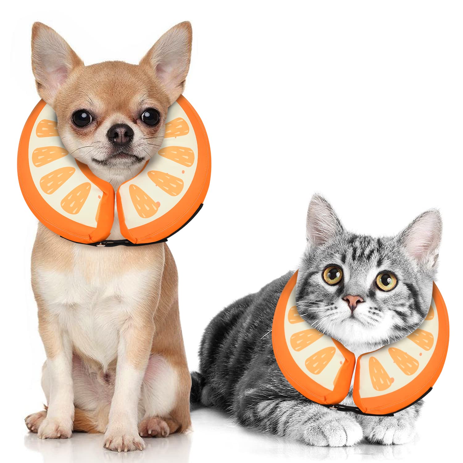 Dog Cone Collar for Small Medium Large Dogs for After Surgery, Pet Inflatable Neck Donut Collar Soft Protective Recovery Cone for Dogs and Cats - Alternative E Collar Does not Block Vision Orange,XS