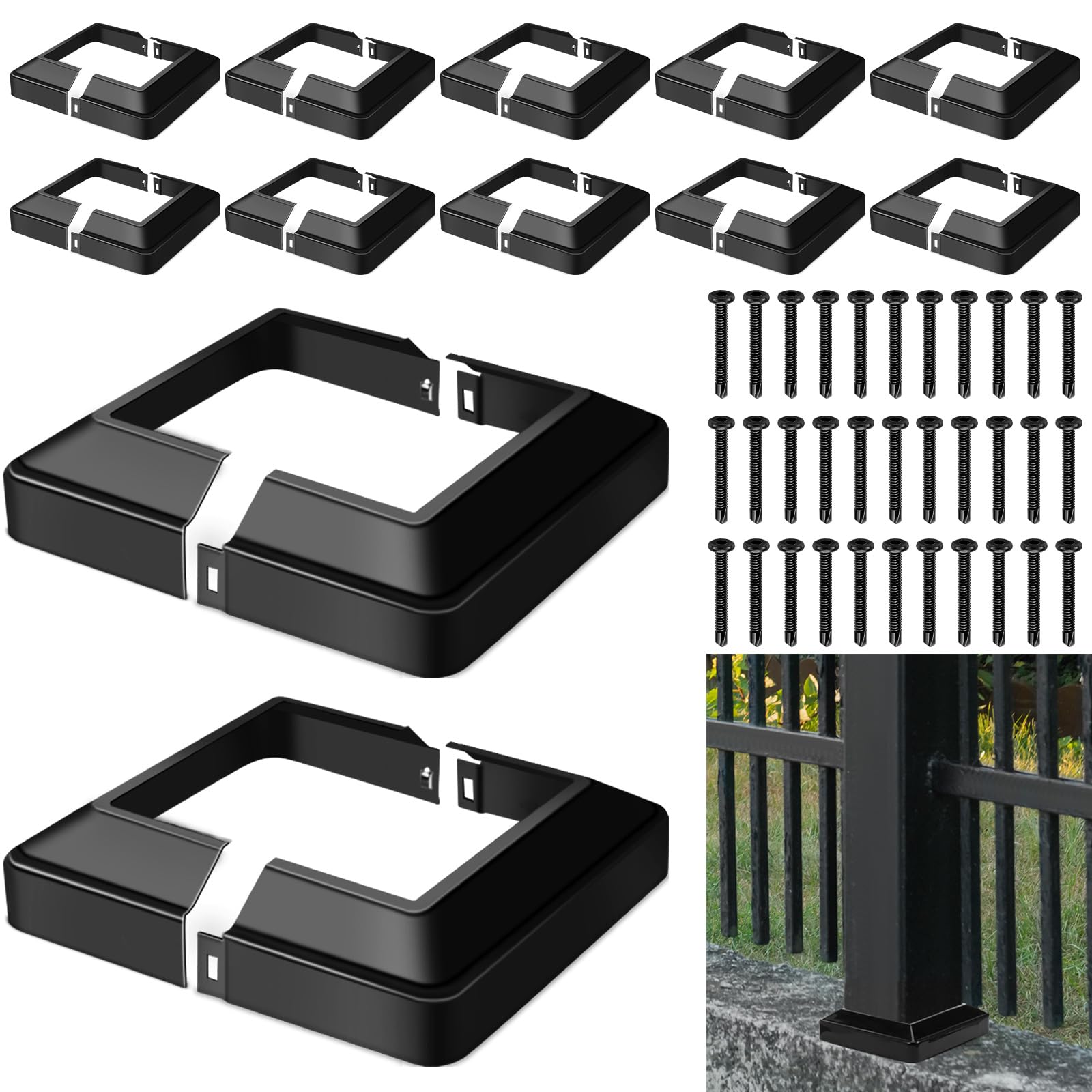 Tandefio 12 Pcs 4x4" Metal Post Skirt with Screw, Split Style Base Cover