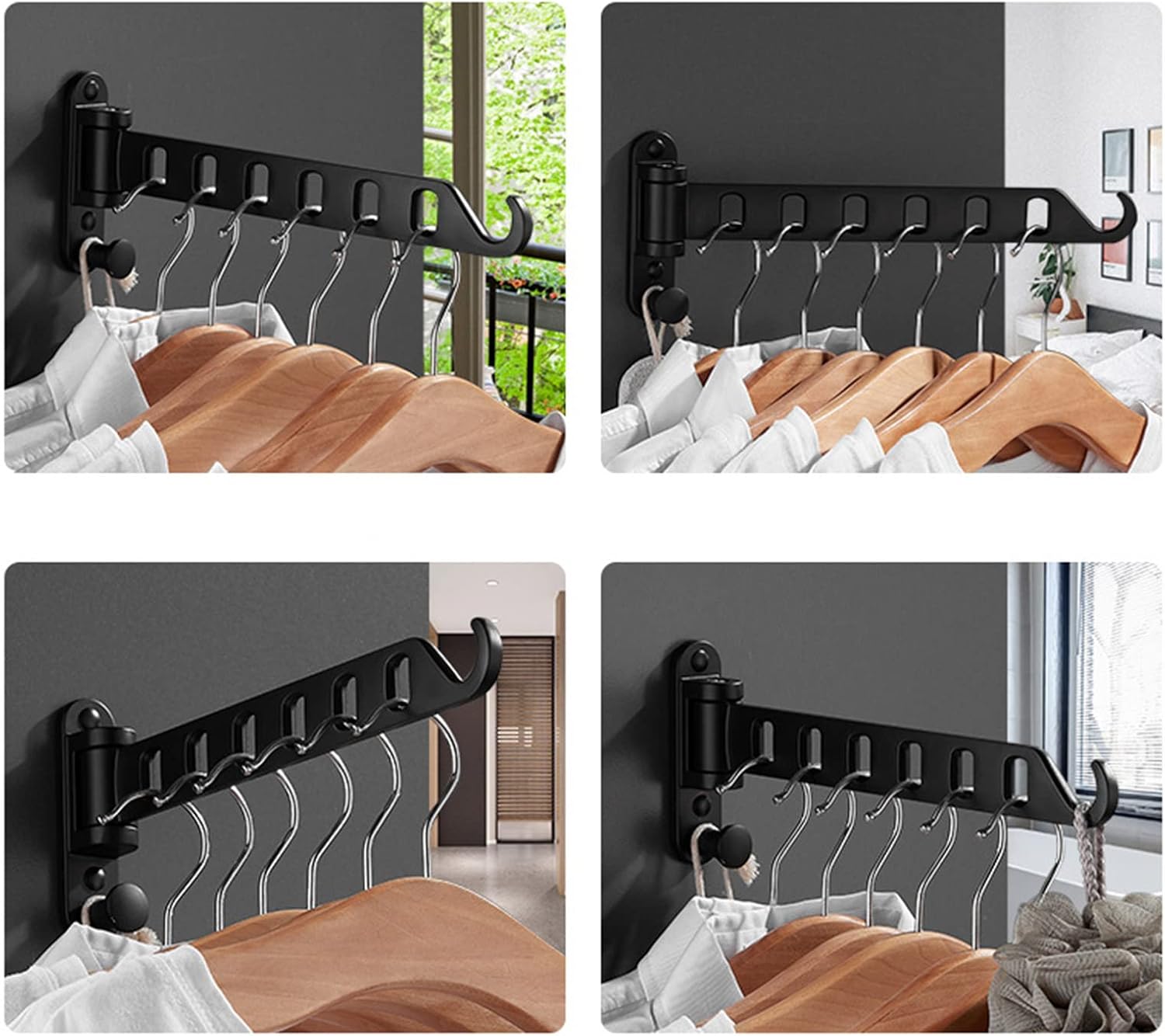 Wall Mounted Laundry Hanger Dryer Rack Folding Clothes Hanger Metal Storage Rack