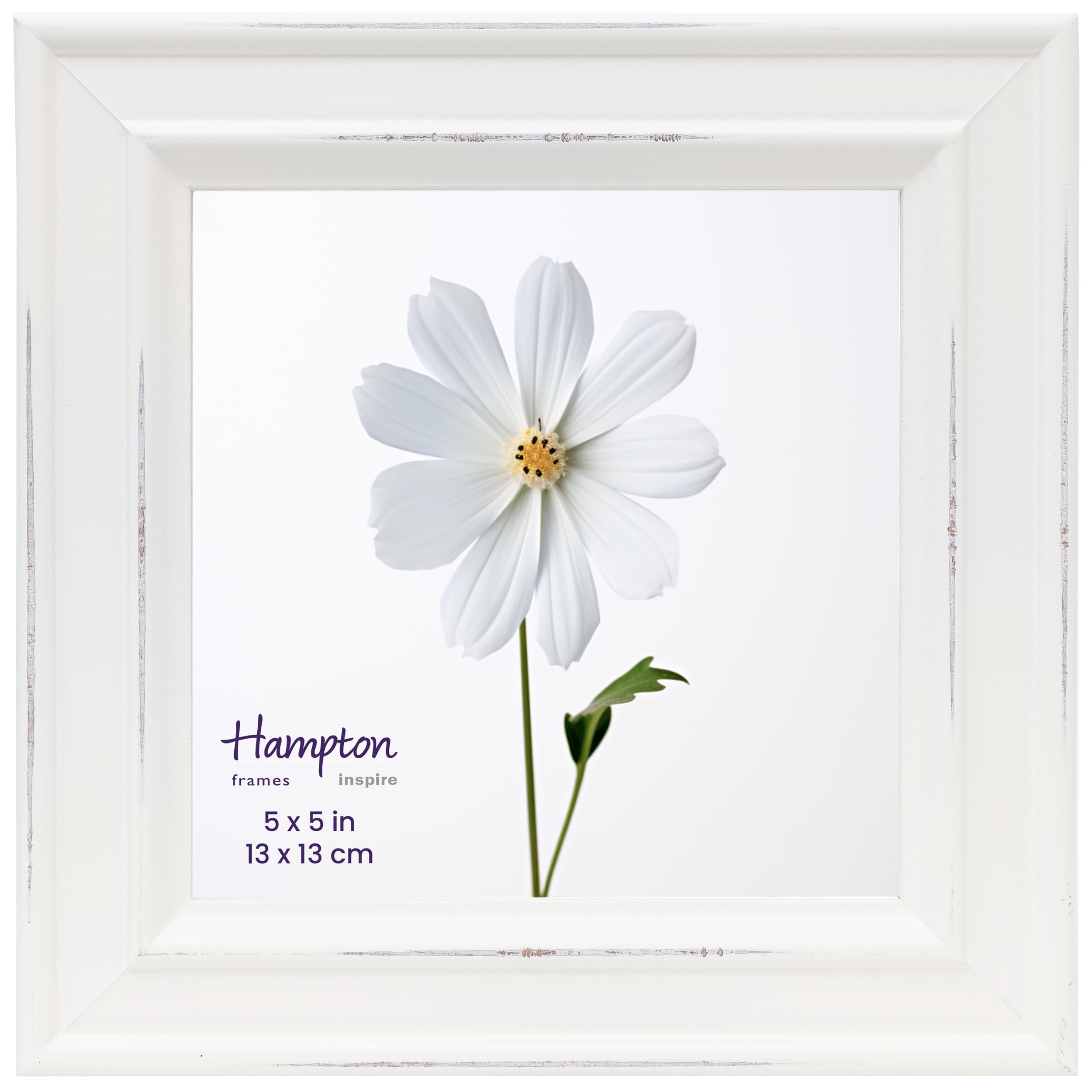 Inspire By Hampton Frames White | Paloma Square Photo Frame | 5X5 Inch (13X13cm), Glass | Modern Design, Tabletop Or Wall Display, Durable Build | Home Décor Accessory
