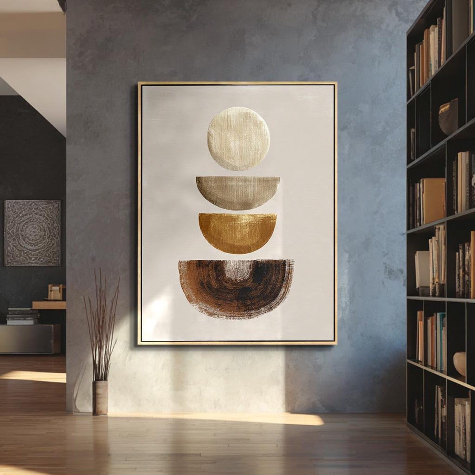 Lienzo abstracto de gran tamaño, decoración moderna para pasillo, retrato con pintura Wabi Sabi, arte mural Japandi para cama horizontal (50x70cm/sin marco)