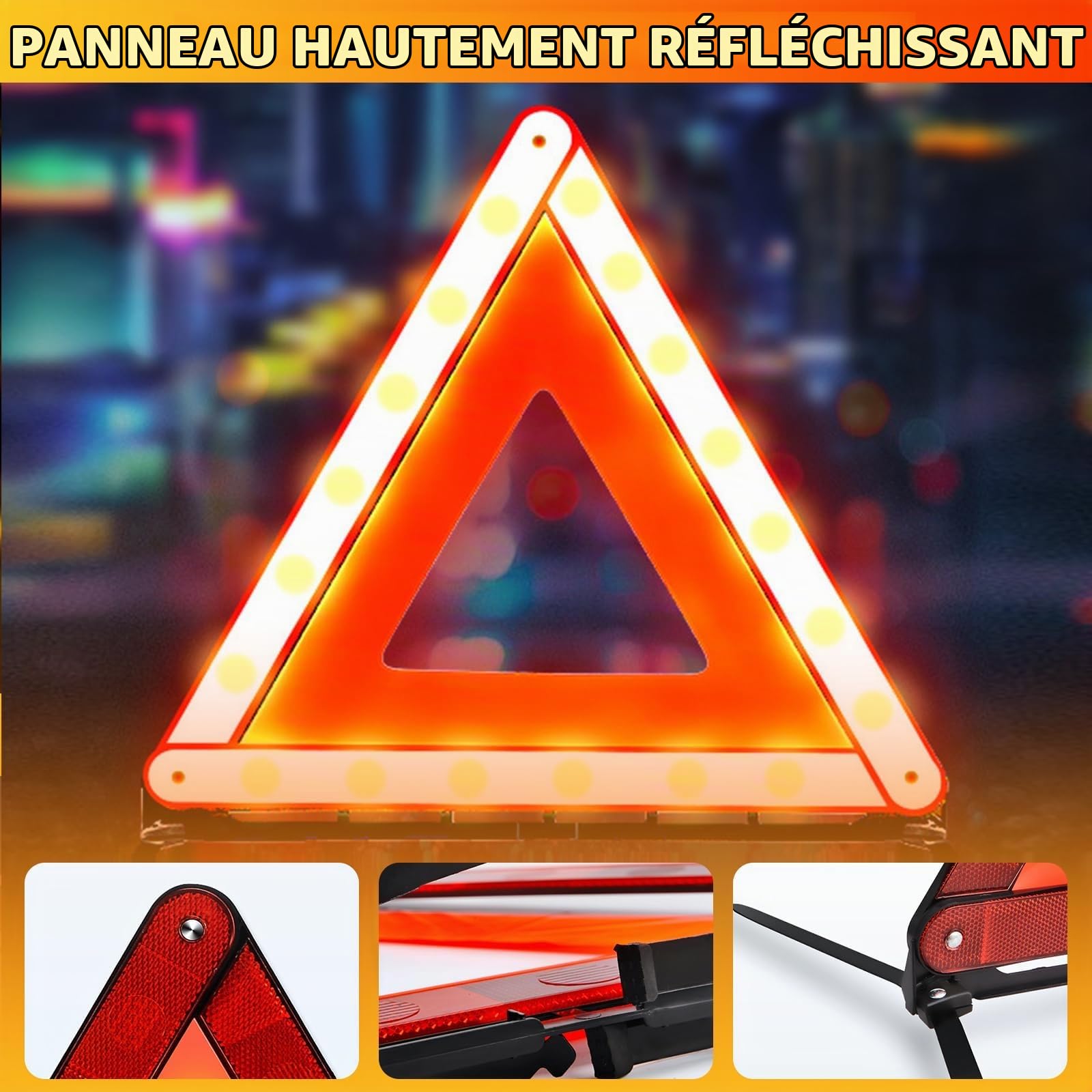 2 Pièces Triangle de Signalisation, 2 Pièces Gilet Jaune et Un Disque Bleu de Stationnement, Triangle et Gilet Jaune pour Voiture Kit de Sécurité Routière