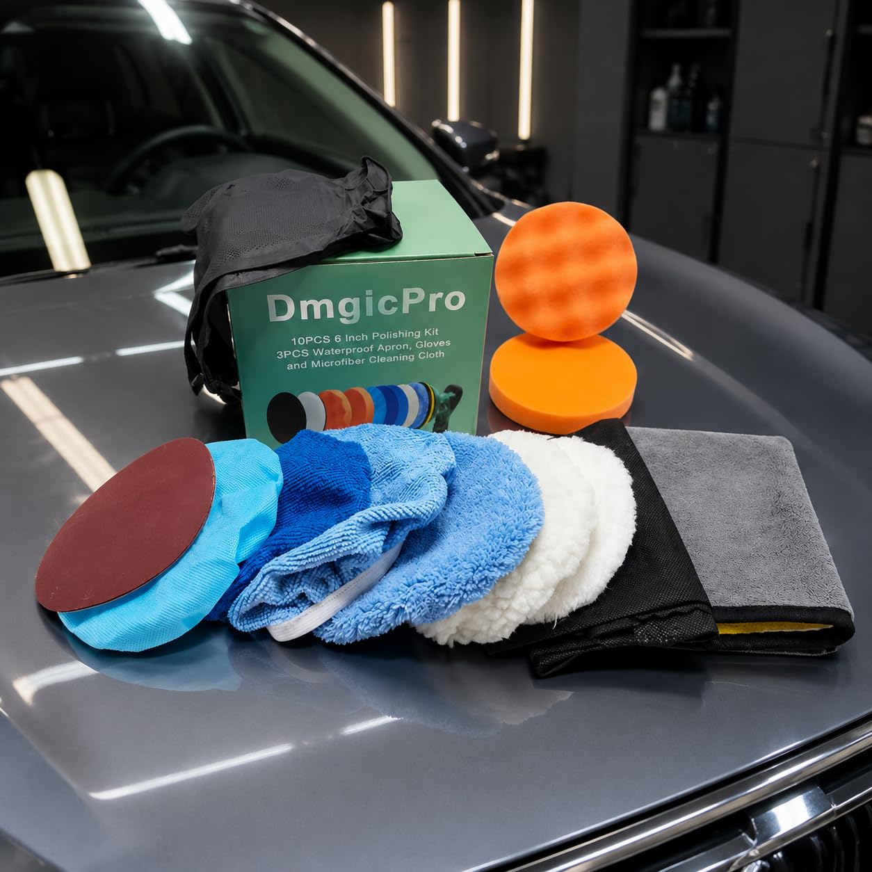 32-teiliges Mikrofasertücher Set, Poliermaschinen-Aufsätze für Autopflege, Kratzerentfernung Auto, Auto Reinigungsset mit Polierschwämmen & Lammwolle