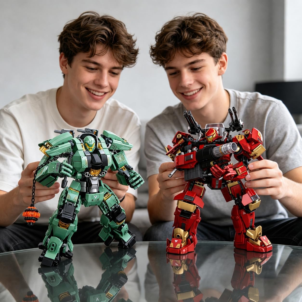 2 Pack Transforming Mech Robot Model Building Blocks Toys Set, City Warrior Justice Hero Soldier Mecha Model Building Kit, Cool Creative Robots Toys Gift for Adults Teens 14+ (1130PCS) image 5