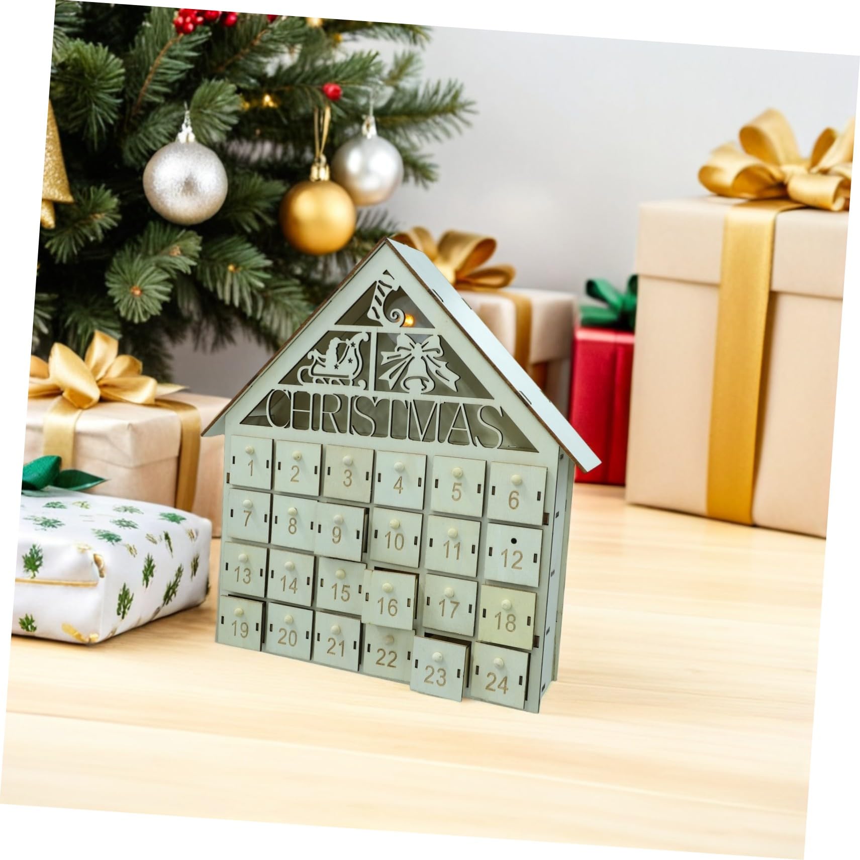 Anneome Adventskalender aus Holz Countdown zu Weihnachten Beige