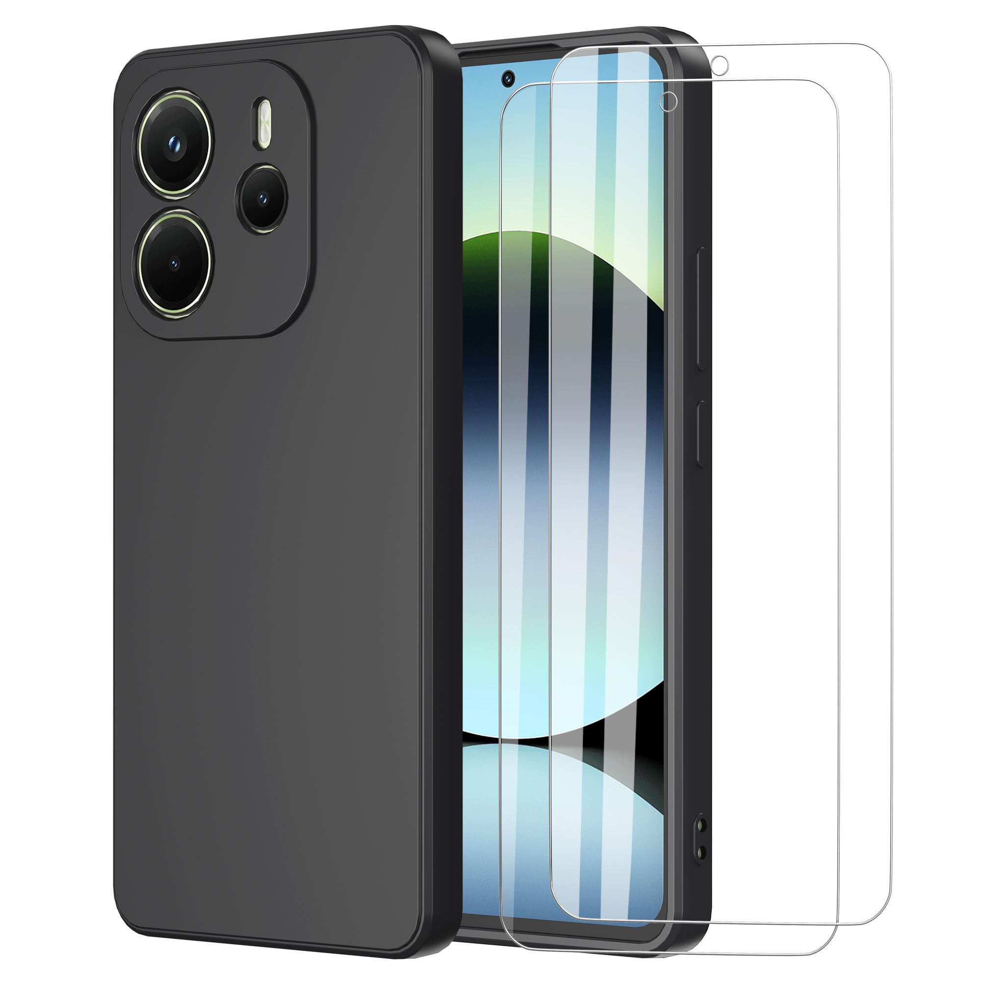 Coque SMYTU Transparente Anti-Choc Pour Xiaomi Redmi Note 14 4G - TPU Souple Avec Verre Trempé Intégré - Noir