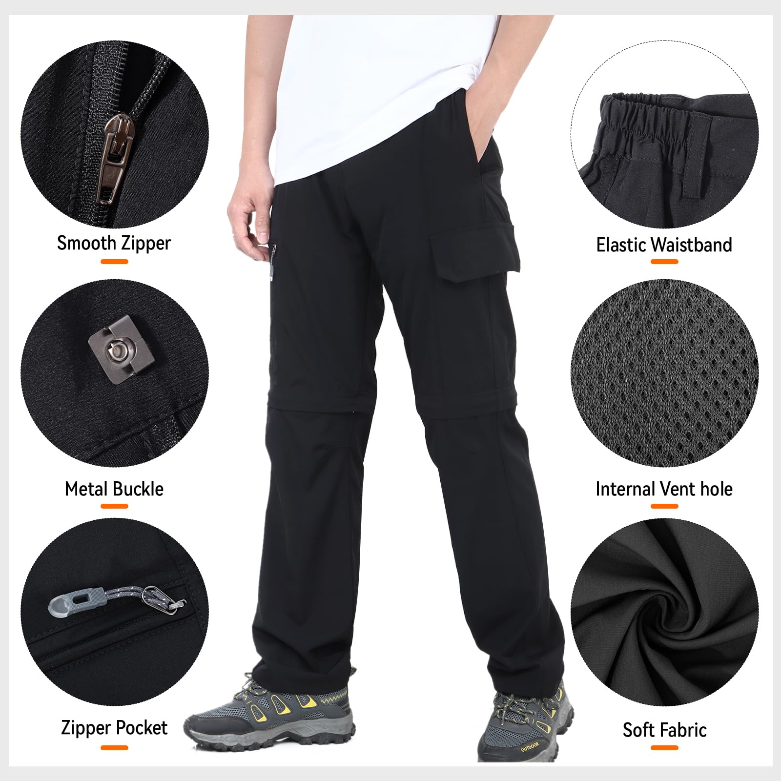 LHHMZ Pantalones de senderismo para hombre, ligeros, con cremallera, casuales, de secado rápido, para viajes, pesca, pantalones cortos