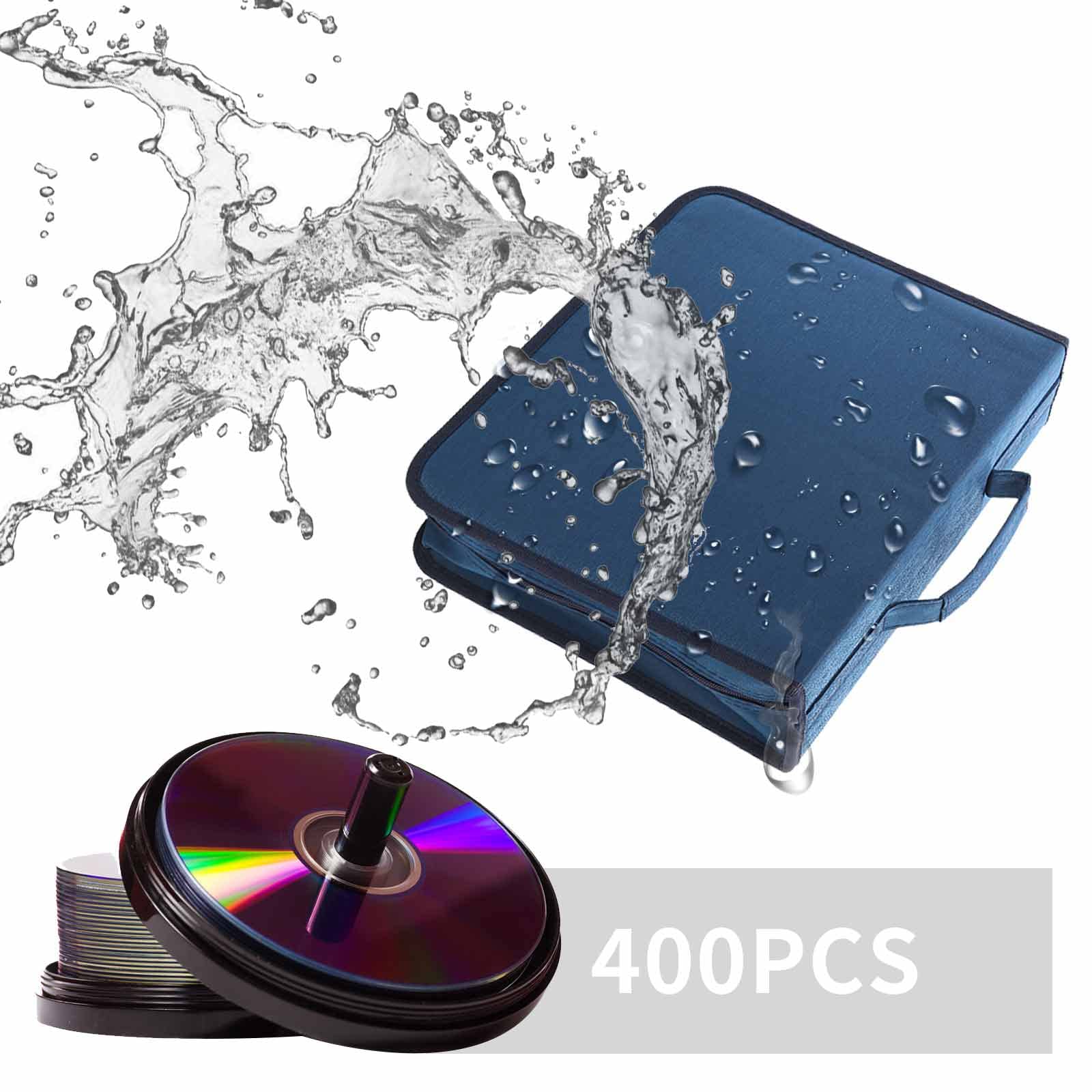 Etui na płyty CD z uchwytem na DVD, pojemność 400 sztuk, organizer przenośny segregator do portfela CD, pojemność etui na płyty CD/DVD, portfel, przechowywanie, uchwyt (400 ciemnoniebieski)