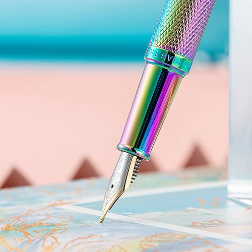 Miniatura 231 de Hongdian Black Forest - Pluma estilográfica de punta media, diseño clásico con convertidor y estuche de metal Negro -,Azul,Latón,Fibra de