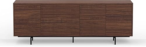 Miniatura 4 de Glenwillow Home Atlas Highboy - Mueble y aparador de TV moderno de 78 x 28 pulgadas, marco de nogal, puerta y cajones de nogal, base negra