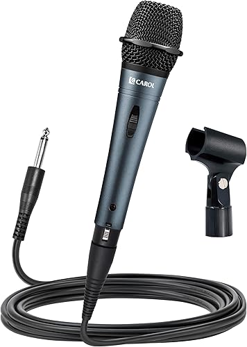 CAROL E dur-916S - Micrófono vocal con cable XLR gris para cantar, micrófono supercardioide dinámico con sistema de montaje de doble choque para