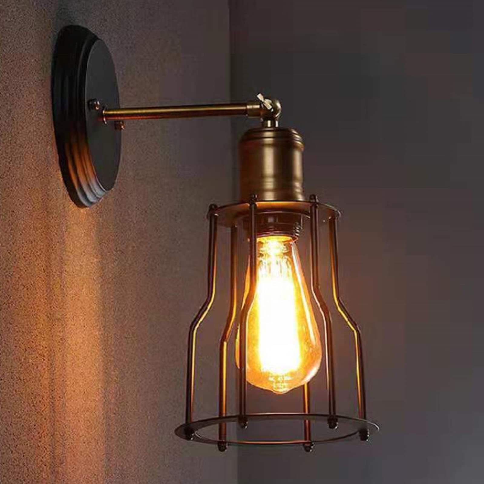 HELCEKOU Retro Wall Lamp Corridor Aisle Bar Table Restaurant Decoration Wrought Iron Personality Creative Single Head