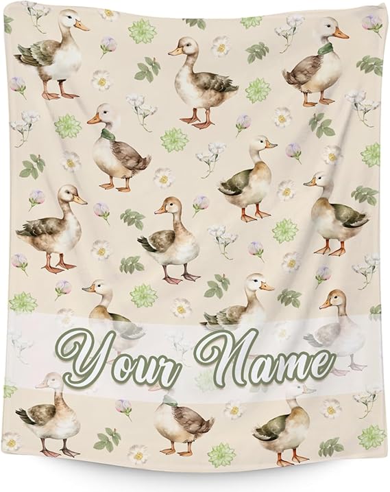 Custom Duck Blanket, Cute Soft Throw Gifts for Grils Boys, Cozy Flannel Throw Blankets for Bed Travel, 50"x60"