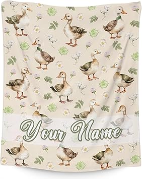 Custom Duck Blanket, Cute Soft Throw Gifts for Grils Boys, Cozy Flannel Throw Blankets for Bed Travel, 50"x60"