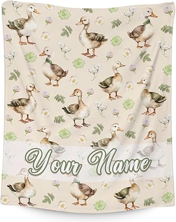 Custom Duck Blanket, Cute Soft Throw Gifts for Grils Boys, Cozy Flannel Throw Blankets for Bed Travel, 50"x60"