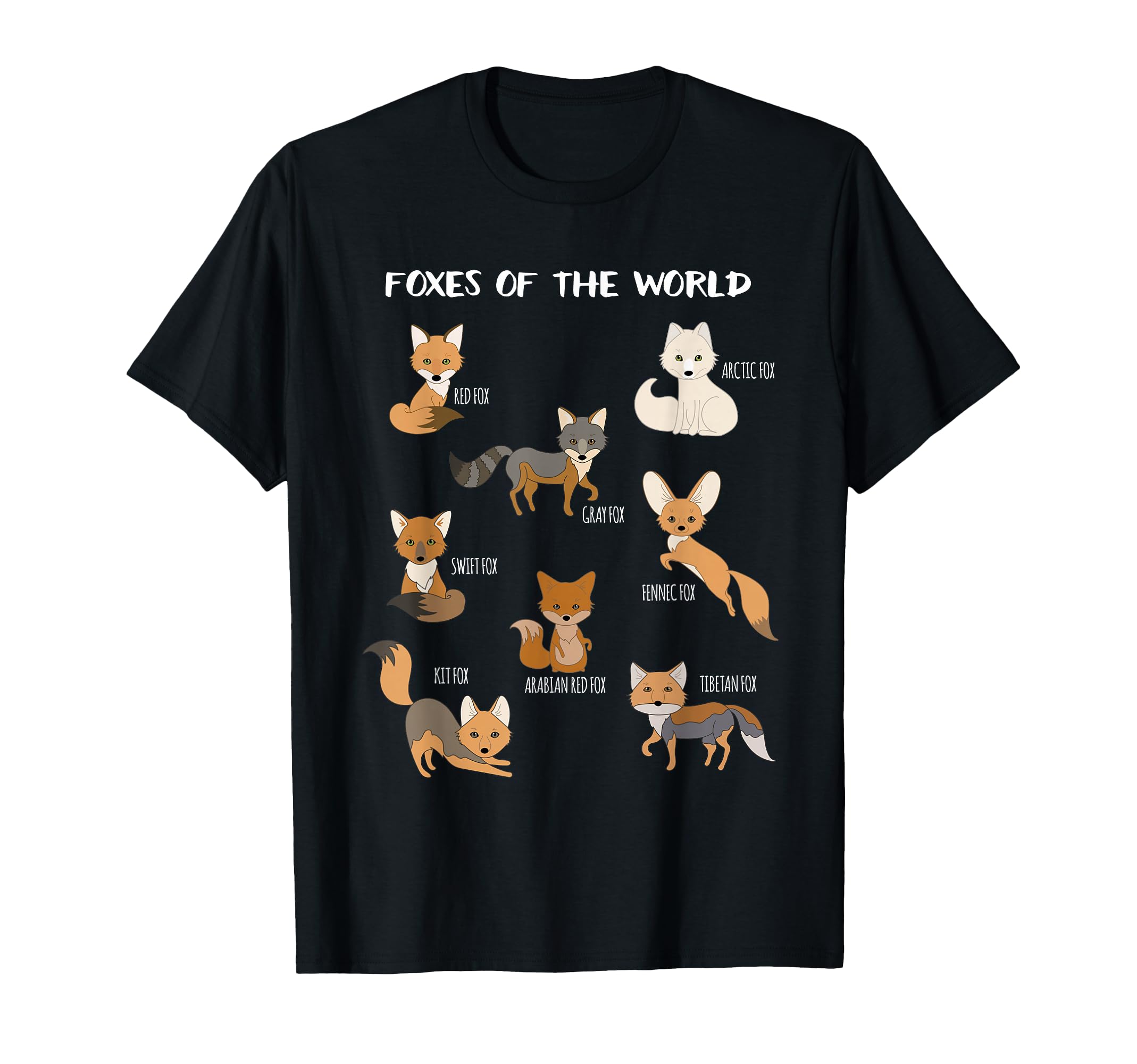 Foxes of The World Funny Fox Animals Educational T Shirt T-Shirt