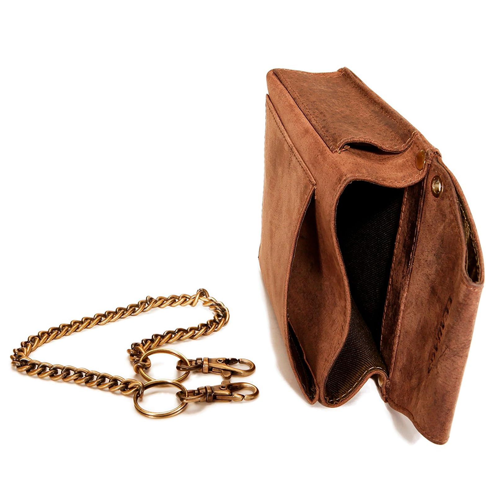 LEABAGS Kellner Geldbörse - Leder Kellnertasche Echtleder Kellnergeldbörse, Kellner Portmonee mit Münzfach, Gürtelhalter, Kellnerbeutel für Gastronomie, Bedienungsgeldbeutel, Nature Dunkelbraun