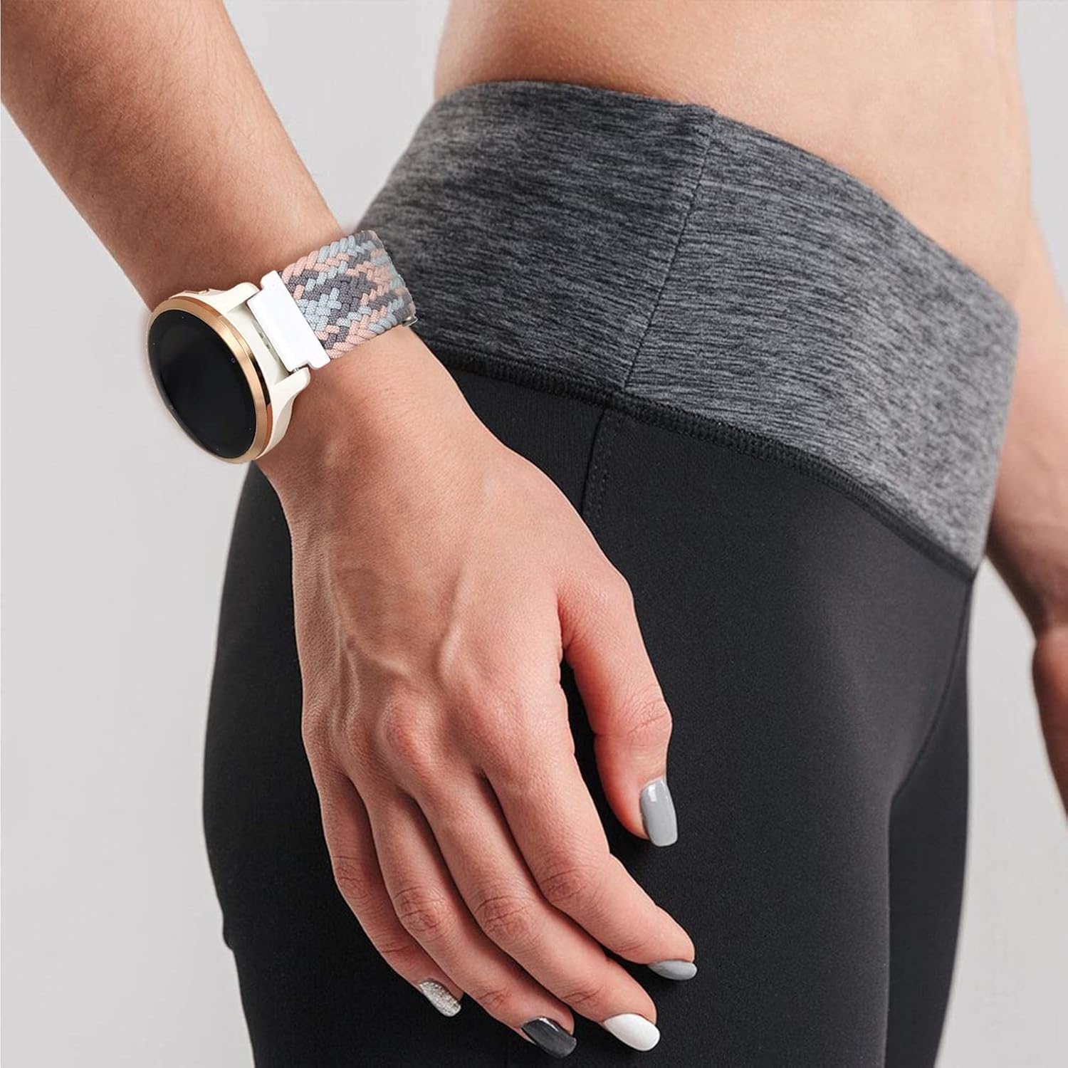 Miniatura 7 de Abanen Correa de reloj elástica trenzada para Garmin Venu 2S  Vivoactive 4S  Vivomove 3S, 0.709in de nailon elástico suave y elástico de secado