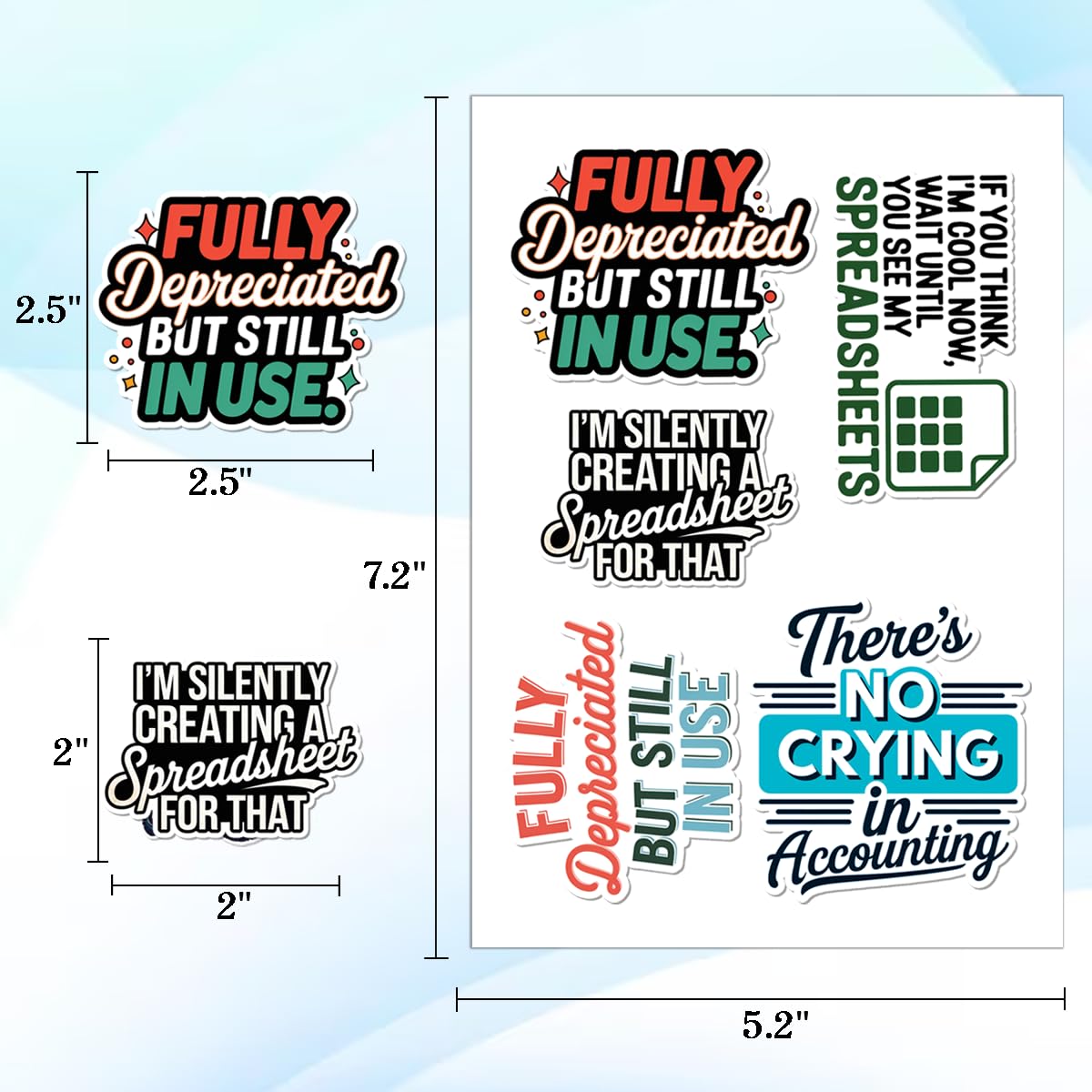 20pcs Accounting Stickers, Funny Gifts for Accountants Waterproof Decals for Water Bottles Laptop Luggage Computer Scrapbooking Teens Adults Girls Kids Funny Party Birthday Decorations
