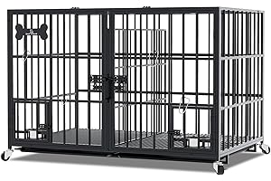aboxoo 42 inch Heavy Duty Metal Dog Crate for Large Dogs
