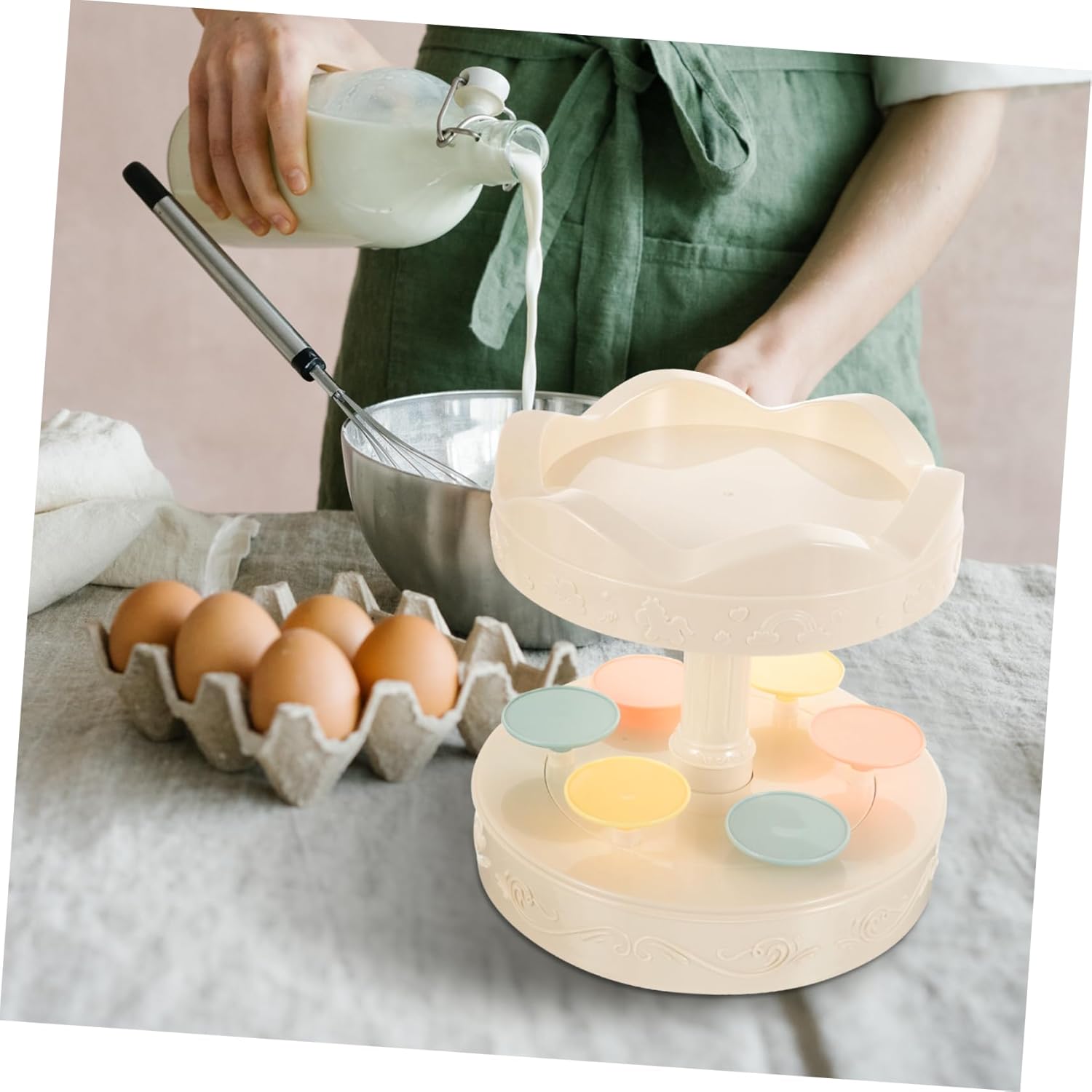 Rotating Dessert Display Stand Automatic Cupcake Afternoon Tea Stand Rotating Sushi Holder Turntable