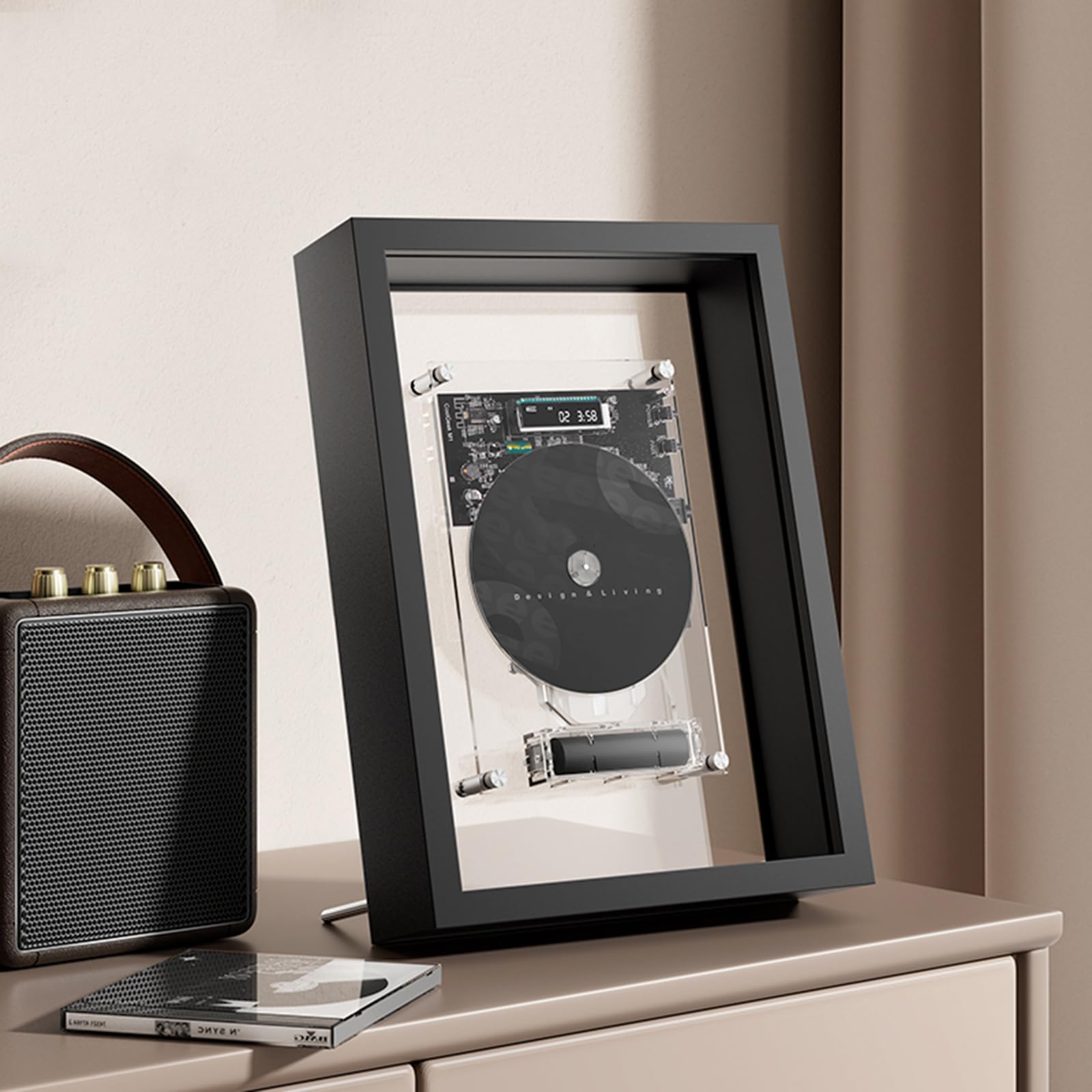 Lettore CD montabile a parete, cornice musicale decorativa con display digitale a LED, doppia modalità di riproduzione e telecomando per casa, ufficio e corridoio decorazione da parete