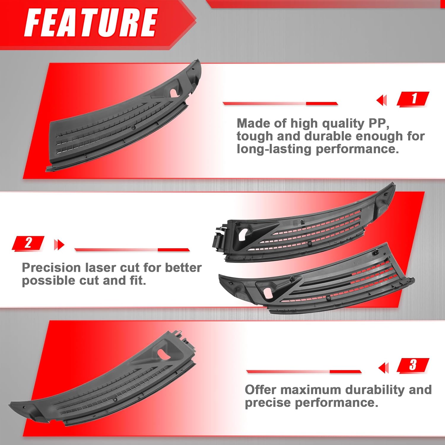 Front Windshield Wiper Cowl Cover Panel Compatible with 2009-2014 Ford F150 Left & Right Front Windshield Wiper Cowl Grille Insert Panel, Replacement for BL3Z-15022A69-A & BL3Z-15022A68-A