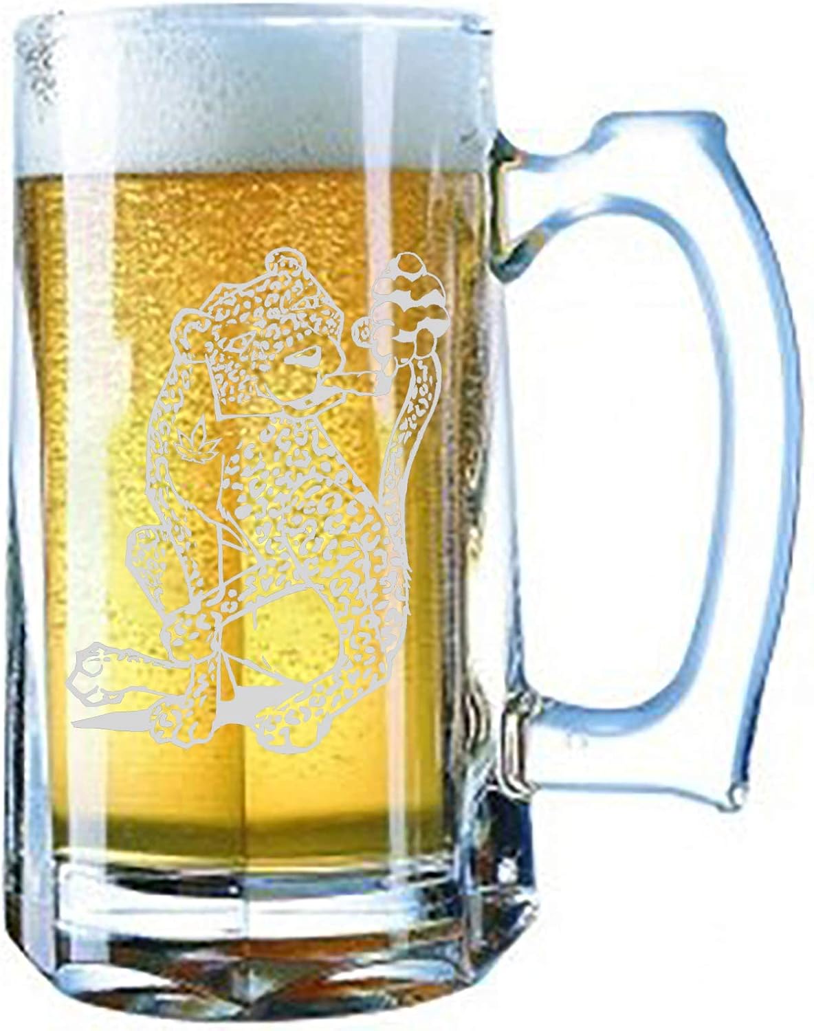 Giant Laser Engraved Beer Mug 28 Ounces Beer Stein - Pot Smoking Pals Funny Cute Cheetah Joint