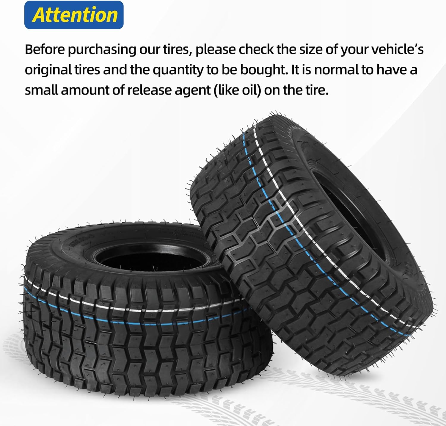 GICOOL 15x6.00-6 Lawn Mower Tubeless Tire, 15x6-6 for Tractor Riding Lawn Mowers Front Tire, 2 Pcs, 4 Ply, Turf-V Pattern