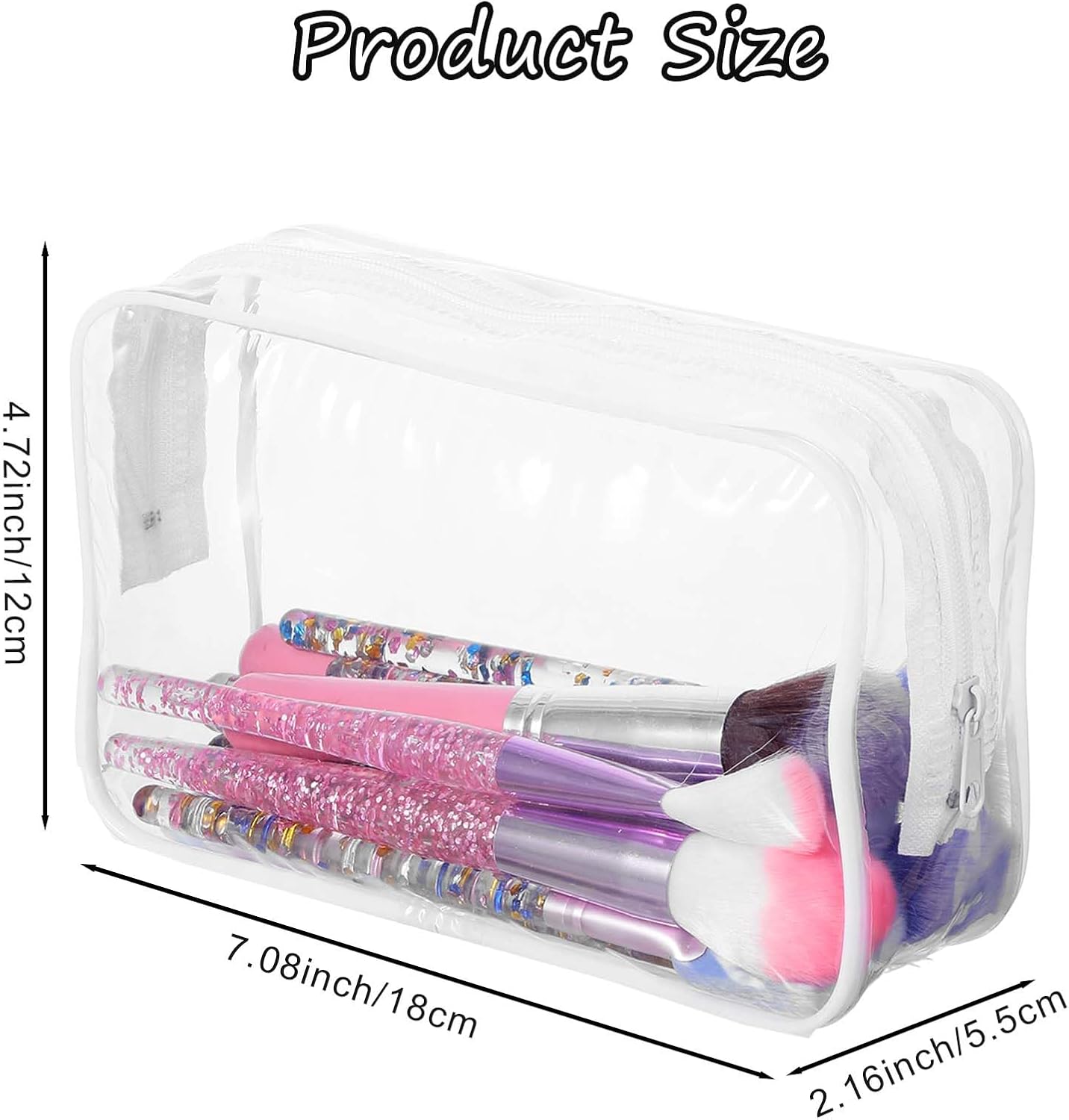 Molain 24 Pack Clear Makeup Bag, Waterproof Toiletry Bags, PVC Makeup Bags for Women, Organizer Case with Zipper for Travel Bathroom(Transparent) image 2