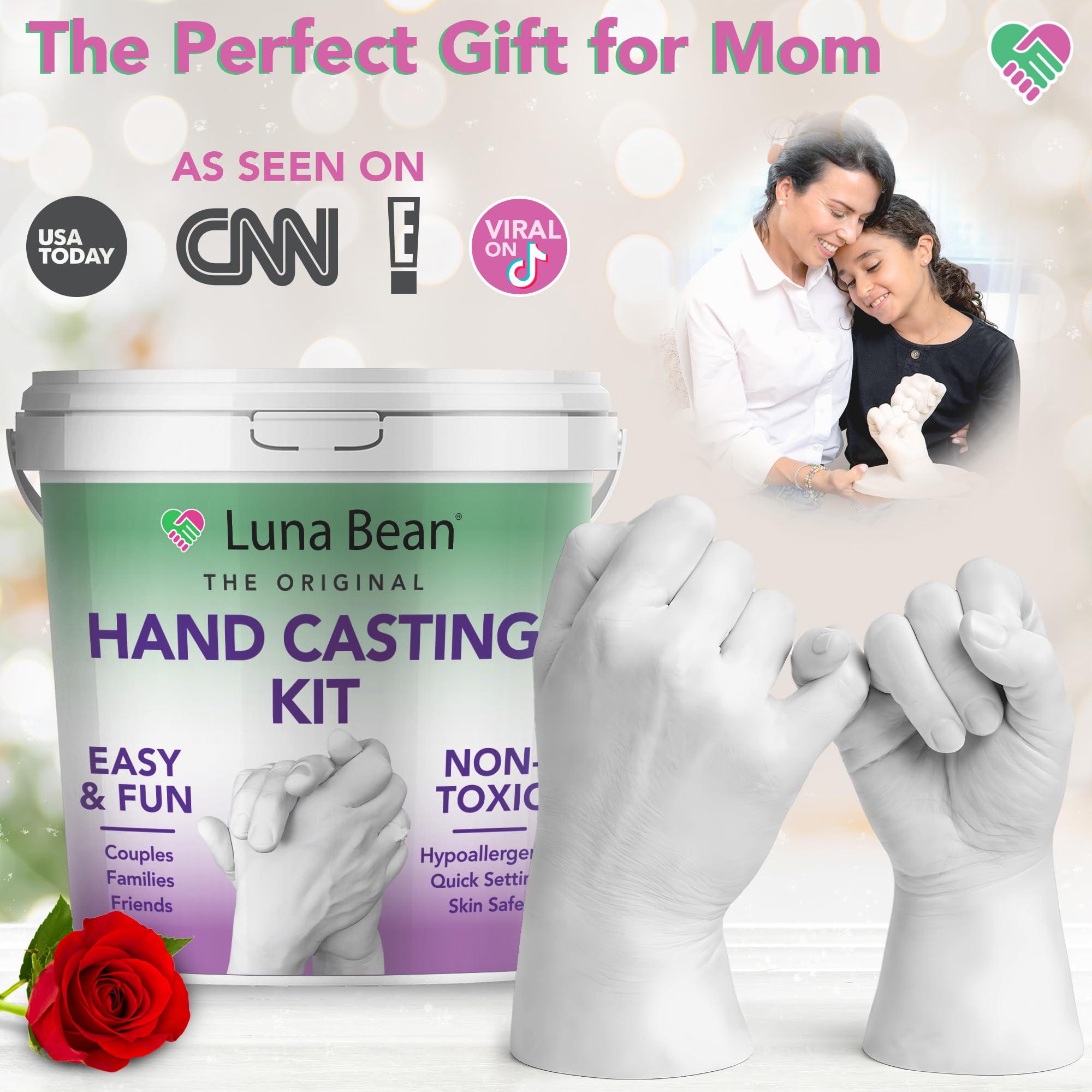 Luna Bean Hand Casting Kit – The Original Hand Mold Kit – Mothers Day Gifts for Mom - Anniversary Engagement Gifts for Women Men Couples Wife Boyfriend Girlfriend Wedding Bridal Shower - 2
