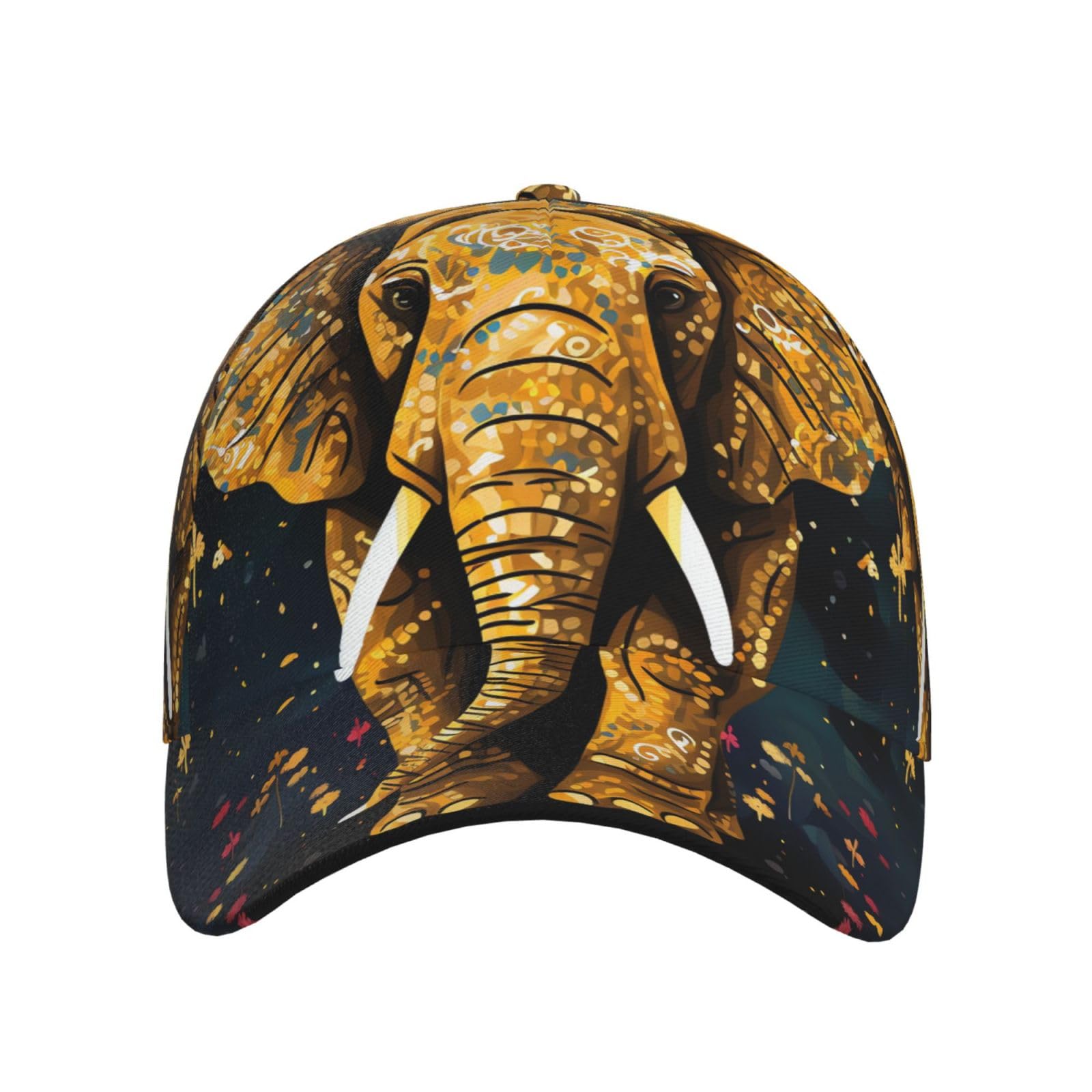 Classic Baseball Cap for Women Men Adjustable Snapback Dad Hats Abstract Elephant Trucker Hat Casual Summer Sun Hat Golf Cap for Running Workout Black