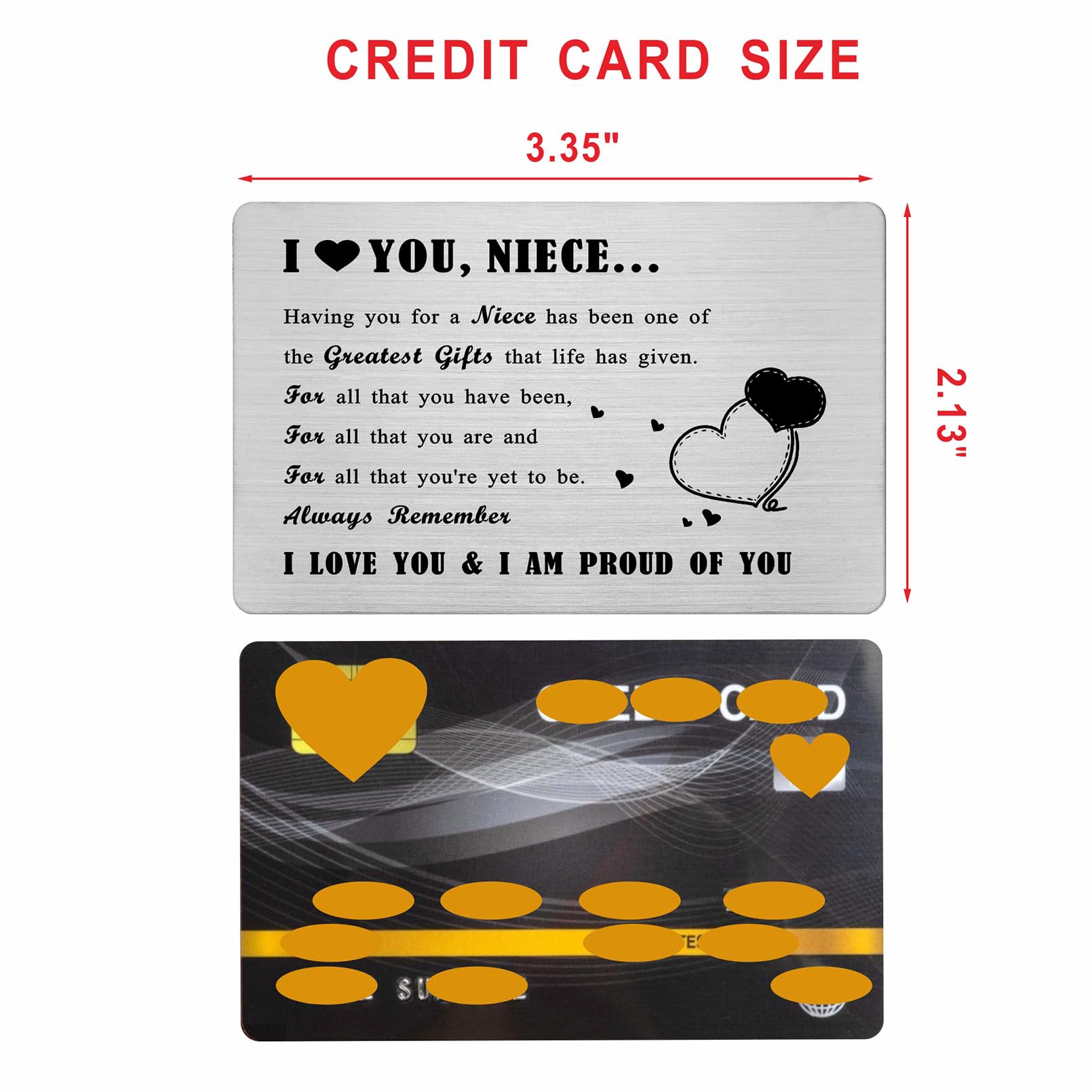 Richesele Gifts for Niece from Aunt or Uncle, Engraved Metal Wallet Card to My Nieces - Image 2