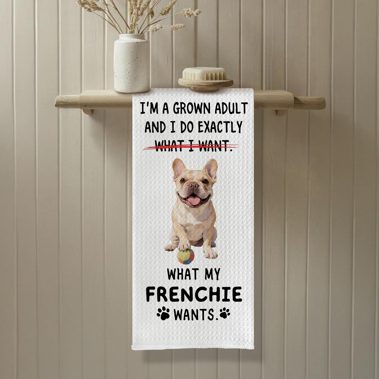 Funny French Bulldog Kitchen Towels, Gifts for French Bulldog Lovers Dish Tea Towels, Frenchie Gifts for Women Men Decorative Hand Towel for Kitchen Bathroom, 16x24 Inch - Image 4