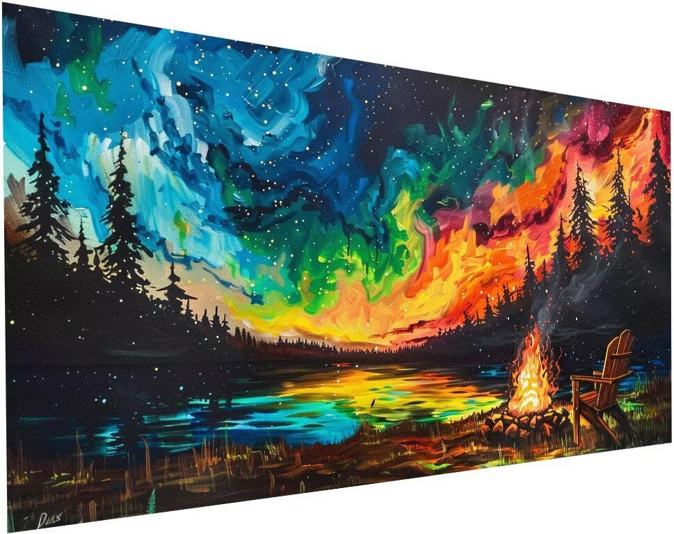 Peinture Diamant Lac majestueux pour décorer votre salon avec ce kit Diamond Painting 55x110 cm
