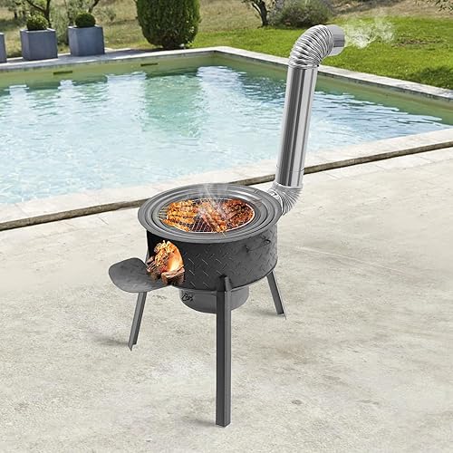 Miniatura 4 de Wood Burning Stove, Steel Camping Stove with Furnace Rings, Chimney Pipes, Outdoor Heating & Cooking Hot Tent Stove, for Cooking, Backyard,