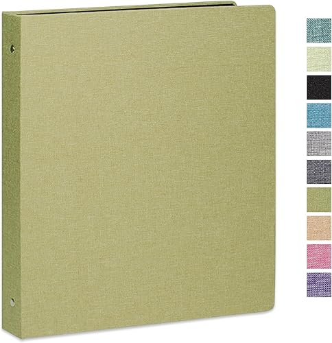 Miniatura 33 de Carpeta de tres anillos con portapapeles, cubierta de lino, carpeta portapapeles de 1 pulgada para papel de 8.5" x 11", 2 bolsillos interiores