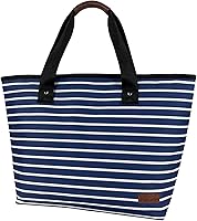 Vista 8 de Bolsa térmica grande aislada azul de 30 latas de 18 L, a prueba de fugas, suave bolsa de asas aislada, bolsa de comestibles reutilizable, lonchera