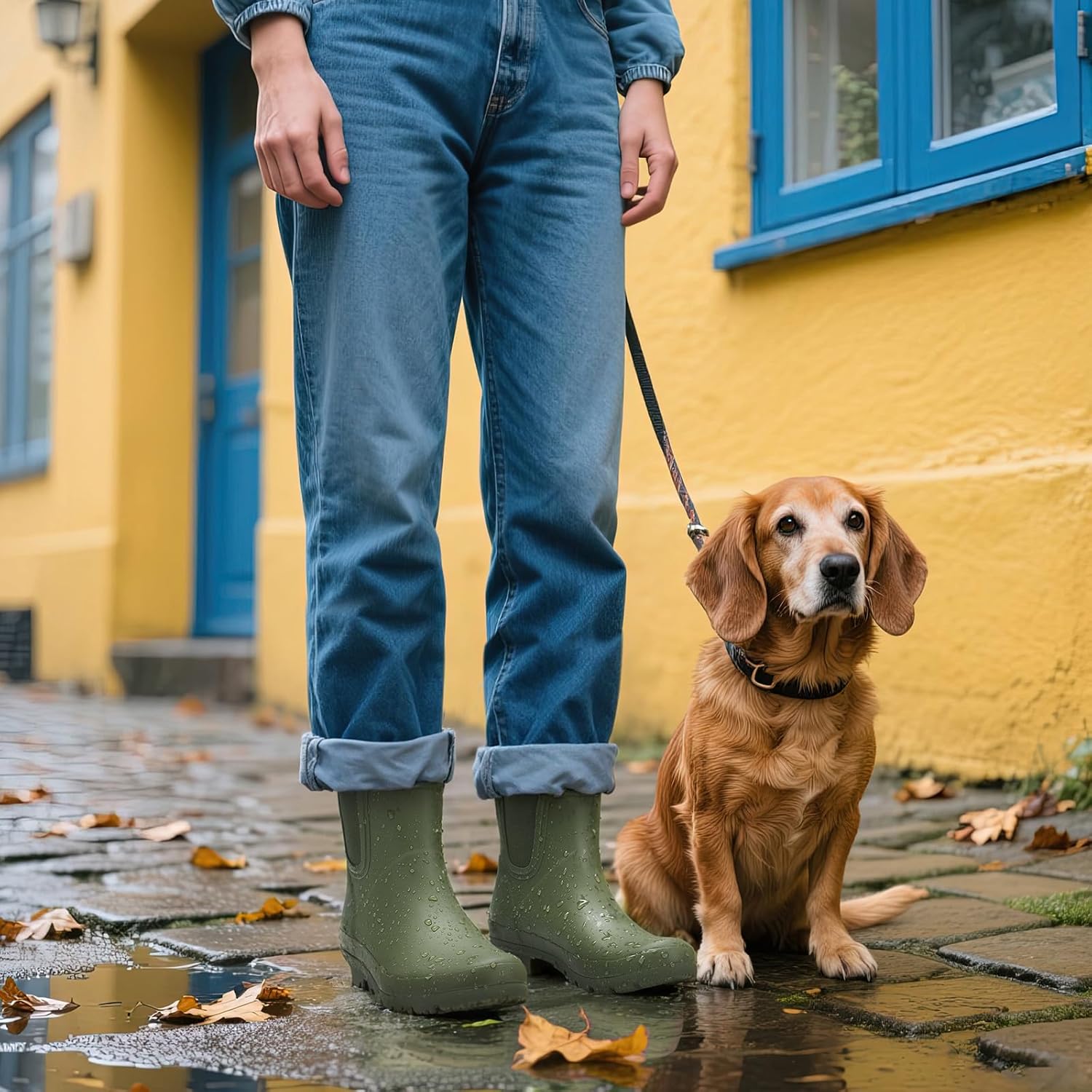 HISEA Short Rain Boots for Women Waterproof, Women's Ankle Rubber Boot for Garden Farm Lightweight Fashion