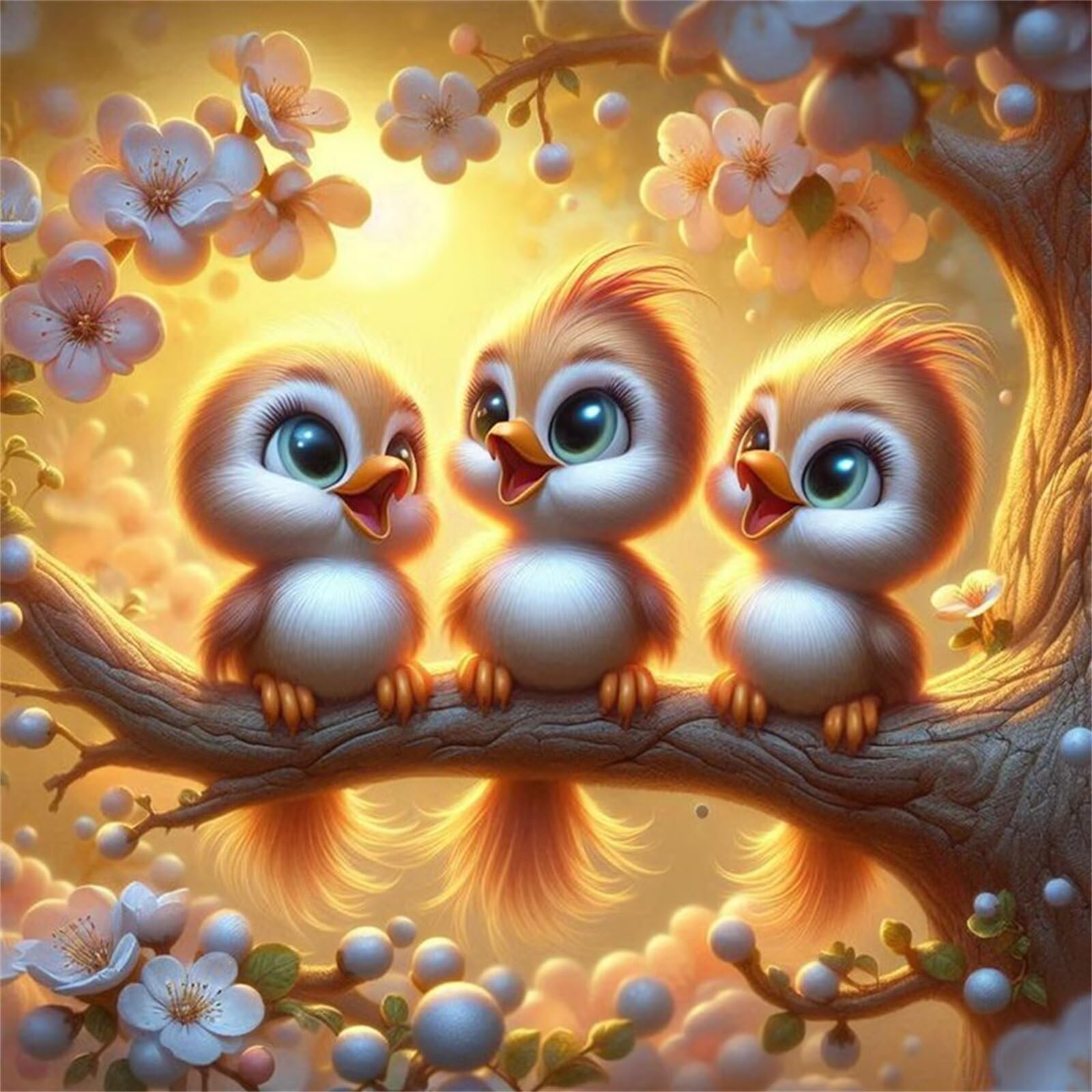 Diamond Painting Fiori di uccelli felici,Diamond Painting Kit Completo,5D Fai Da Te Adulti Strass Ricamo a Punto Croce per Soggiorno Camera da Letto Decorazione da Parete Punta quadrata 95x95cm