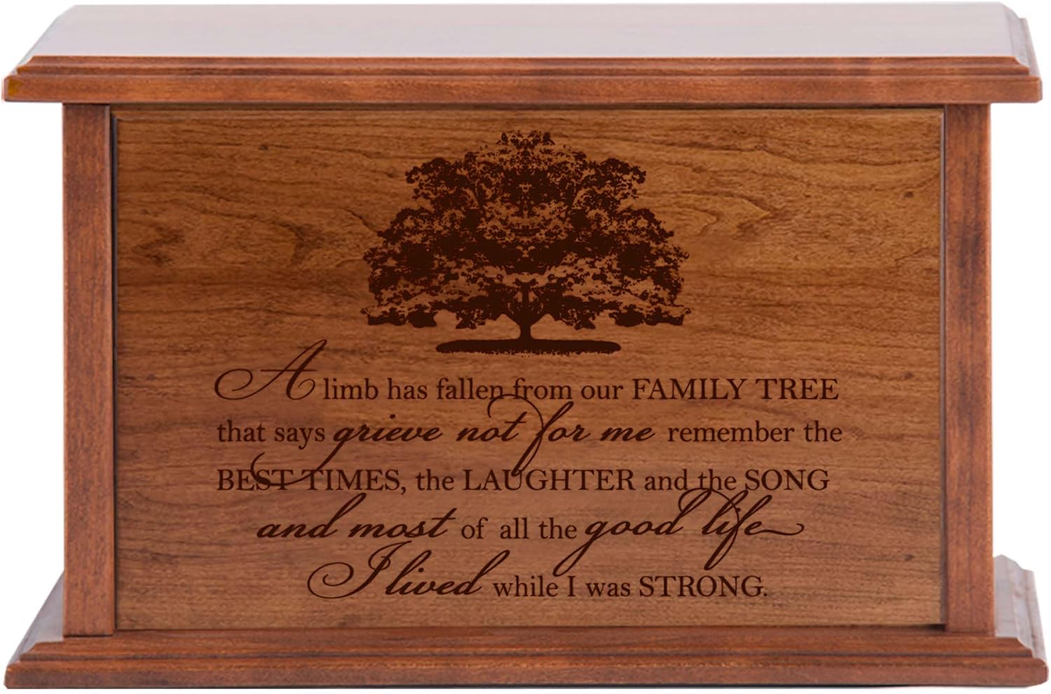 LifeSong Milestones Cremation Urn for Ashes - Adult Male & Female, Large Wood Urn for Human Ashes - 'A Limb Has Fallen From Our Family Tree'