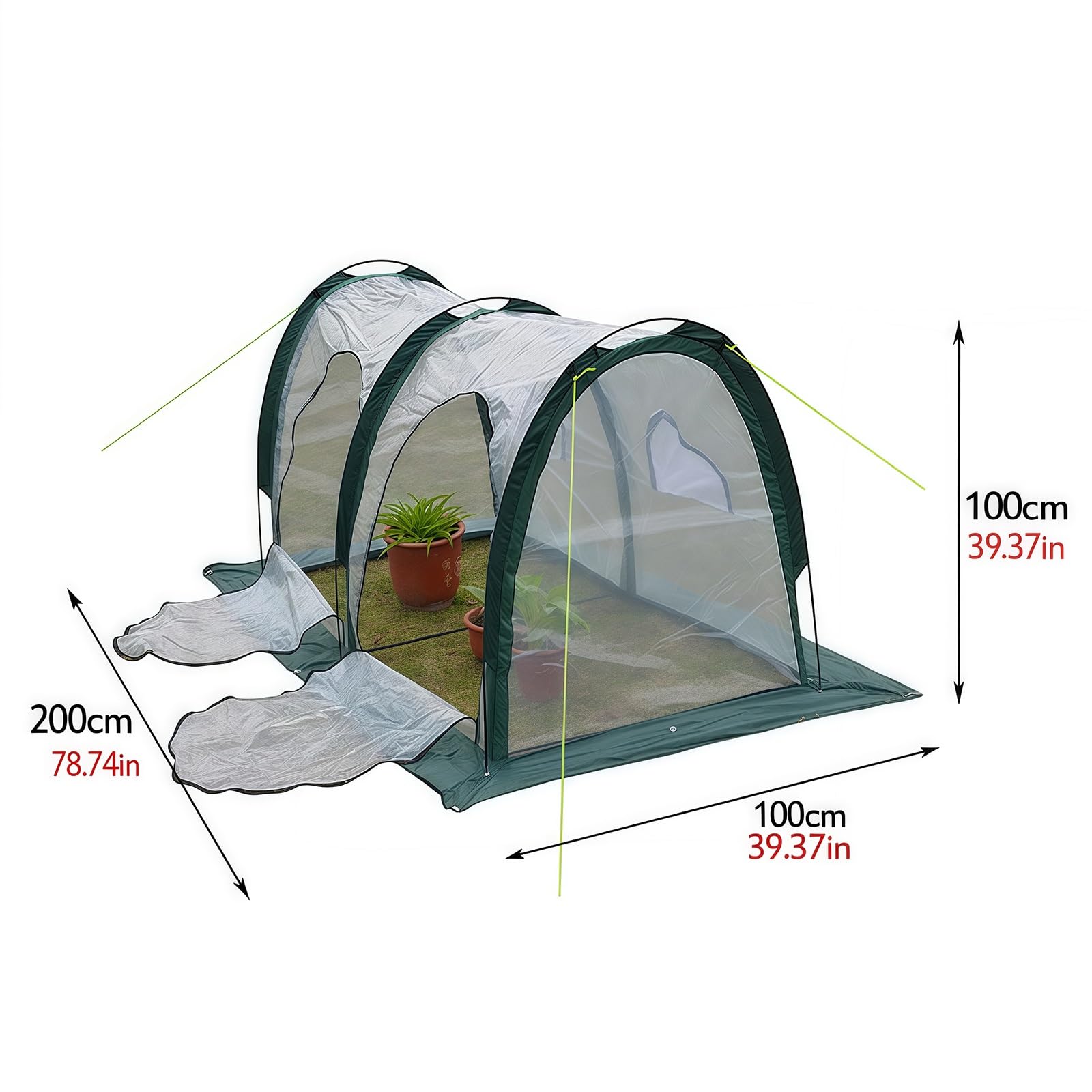 Mini véranda de Jardin, Mini Serre Tunnel, Serre à tomates, Protection UV, 2/3 Portes, Porte zippée(Two Doors)