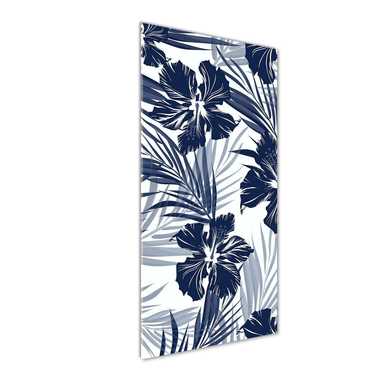 Tableaux pour la Mur de Salon : Déco Fleurs Tropicales en Verre Acrylique 50x125