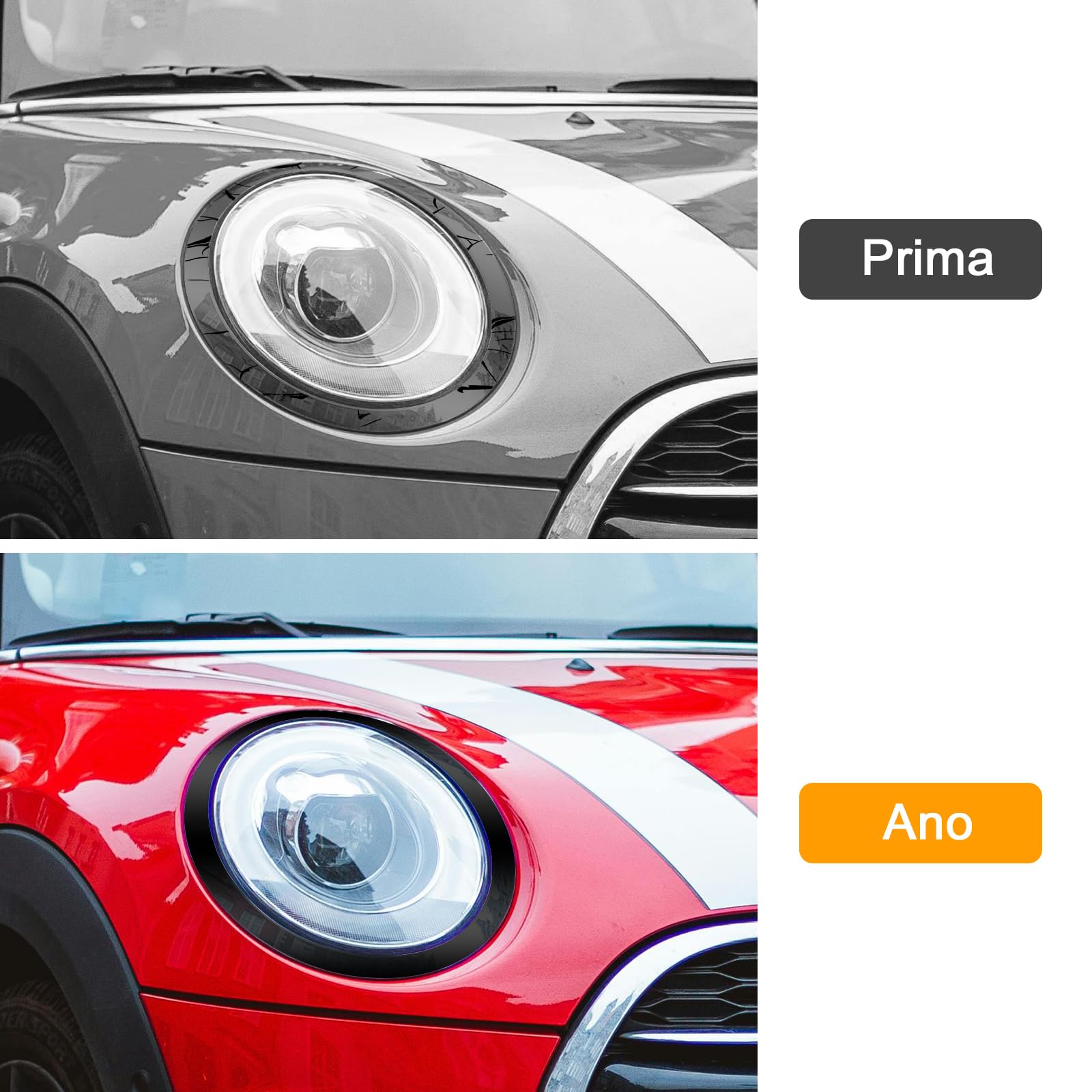 1 Coppia Cornici Fari, Fari Anello di Trim Cornice, Anello Fanale Compatibile con MINI COOPER F55 F56 F57 2014–2021, OEM 51137300631, 51137300632 (Nero)