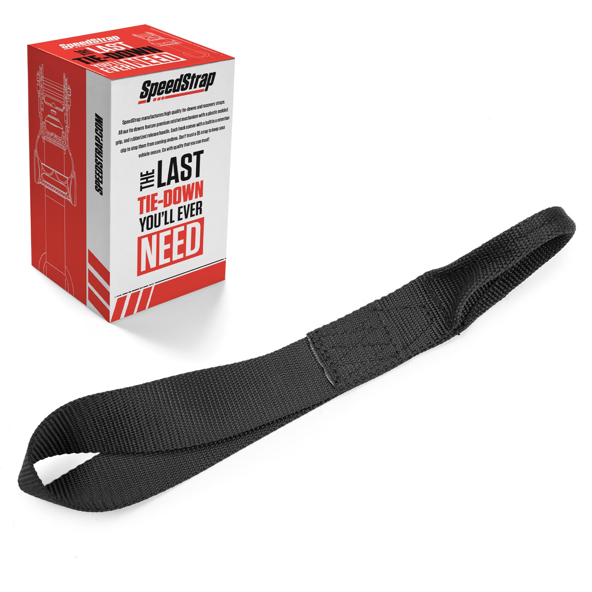 SpeedStrap Soft Loop Tie Down 1.5 Inch x 12 Inch Extension Strap for UTV, Prevents Scratches and Damage, Made in USA - Black