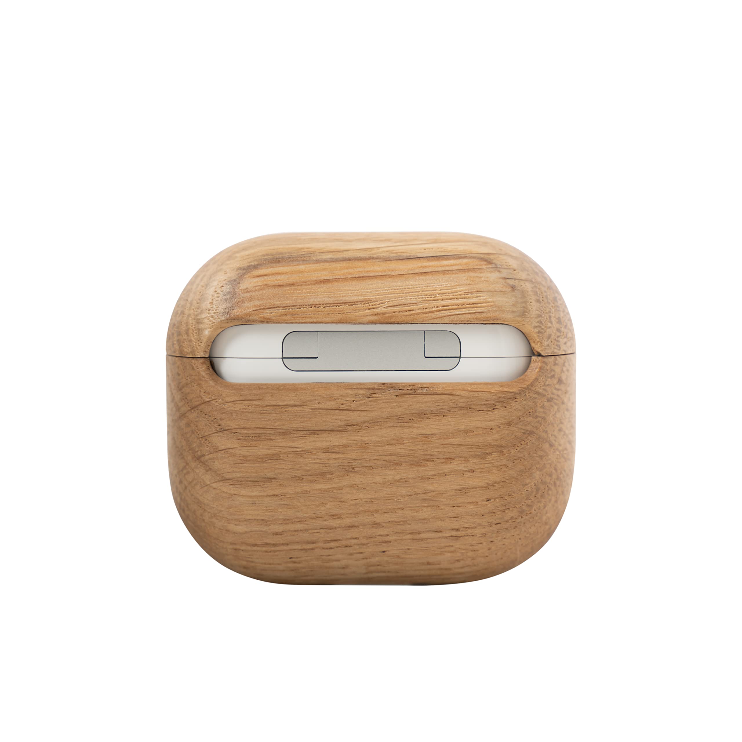 OAKYWOOD Eiche Kopfhörer Schutzhülle kompatibel mit AirPods 3 handgefertigt aus Echtholz und mit natürlichen Ölen beschichtet Fallschutz kompatibel mit Qi/Magsafe