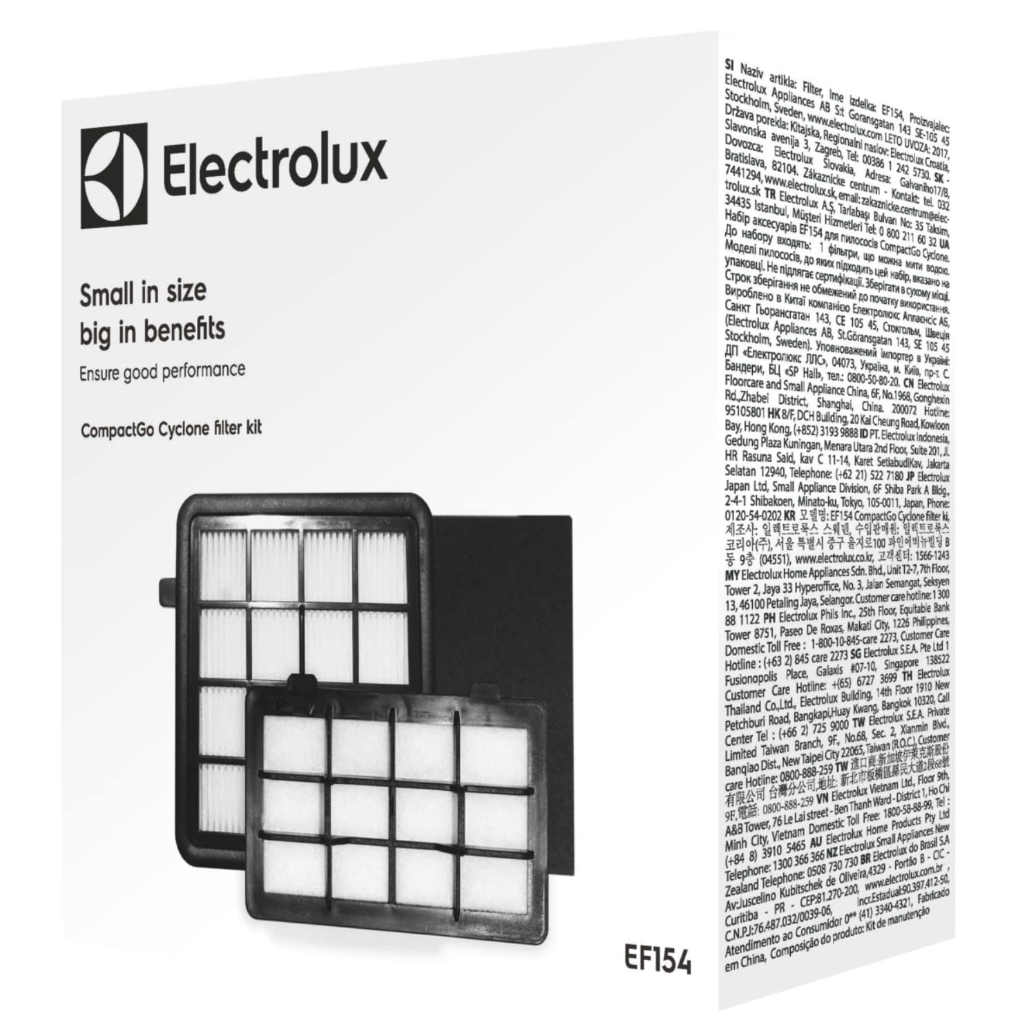 Electrolux Performance Filter Kit (3 Pack) for CompactGo (Z1231WR) Vacuum Cleaner, HEPA, Foam, Microfiber Filters, White