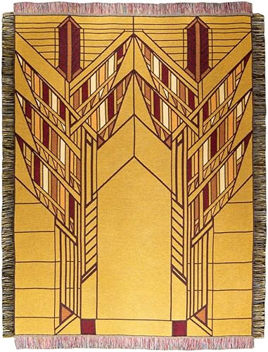 Uni-Art Frank Lloyd Wright Dana Sumac - Manta para tapiz, 100 % algodón, para sala de estar o dormitorio. Dimensiones: 68 x 48 pulgadas