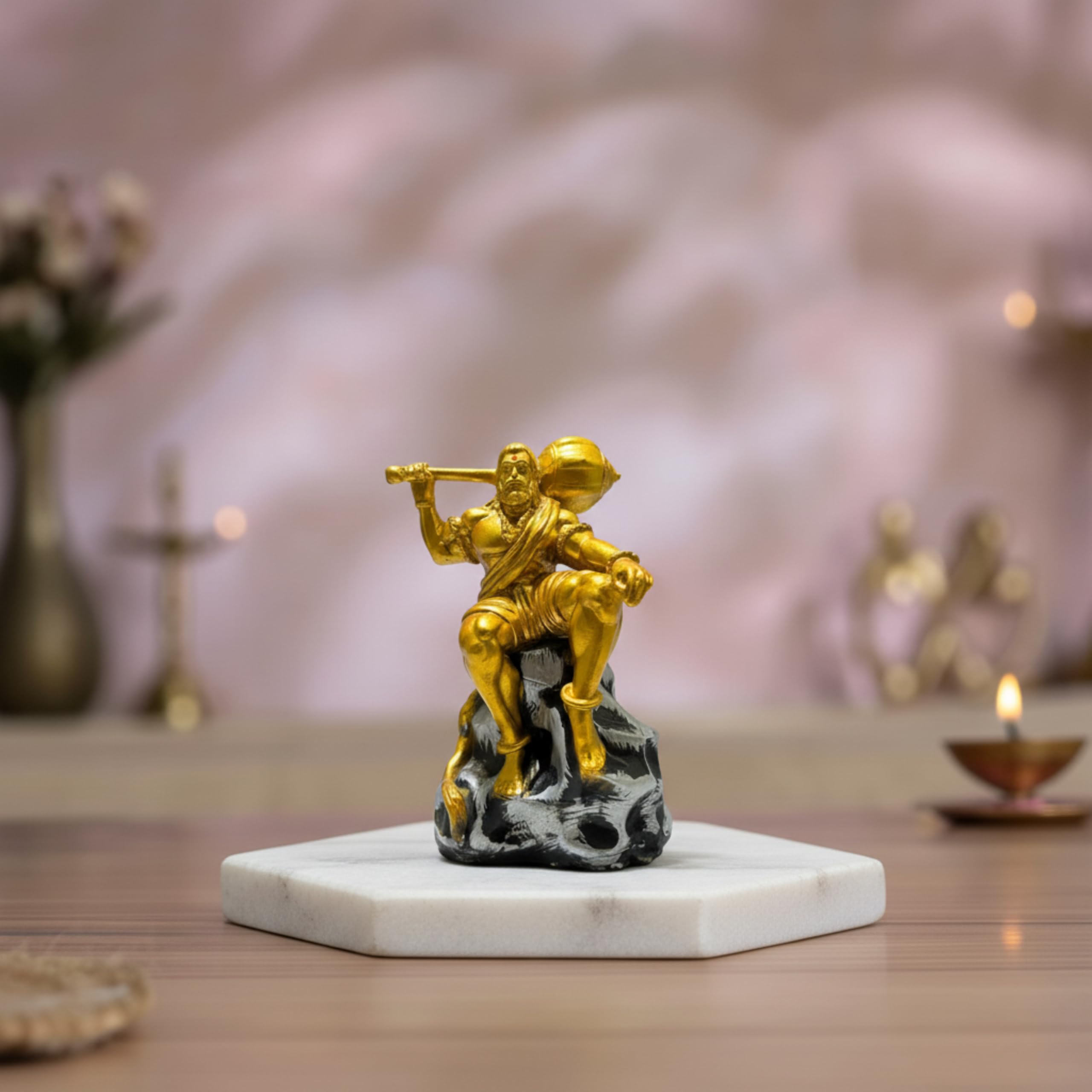 Buy Hanuman Ji Idol for Car Dashboard & Home Temple | Golden Resin